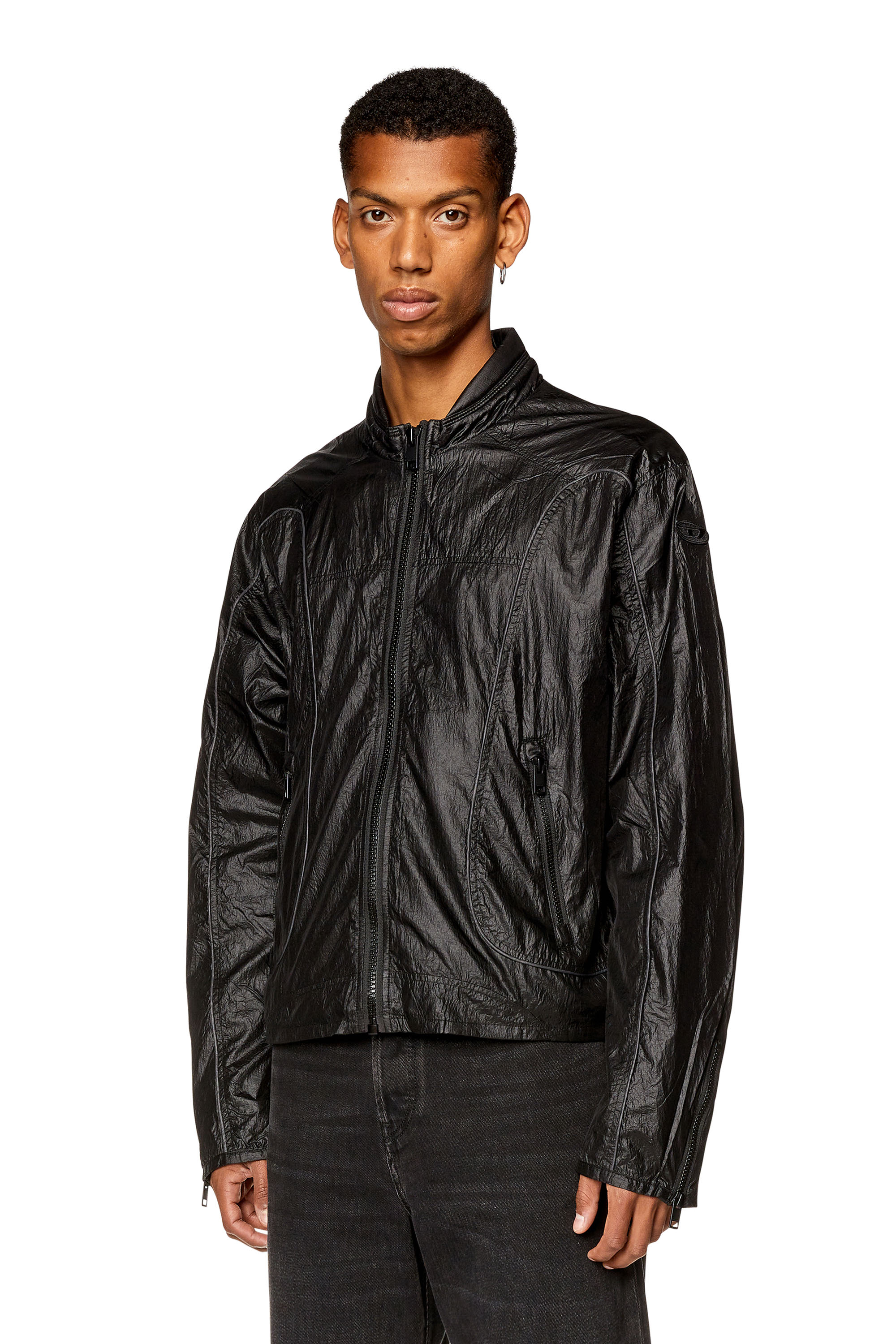 Diesel - J-BLINKID-A, Man's Nylon jacket with contrast detailing in Black - 1