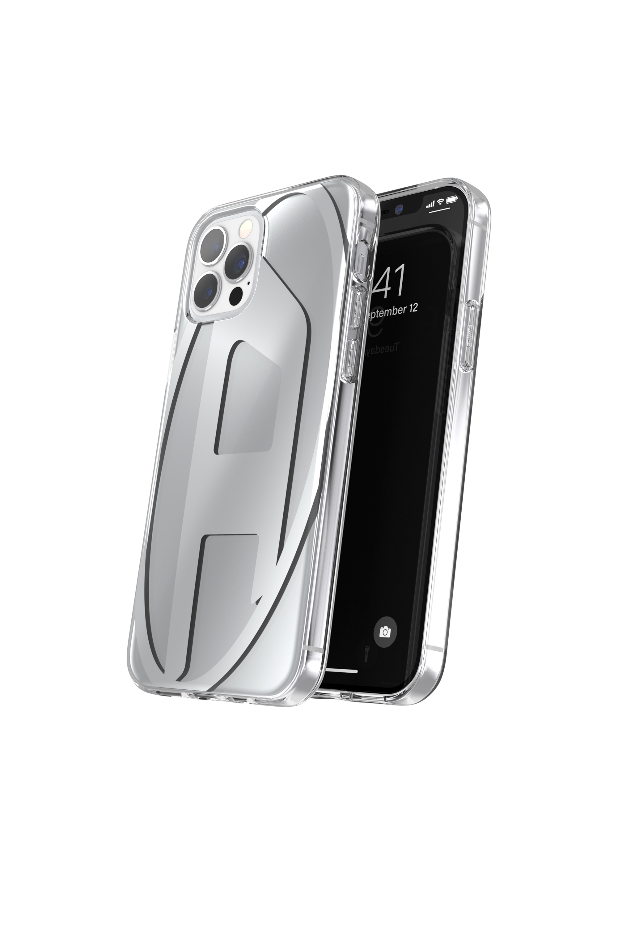 Diesel - 54093 MOULDED CASE, Unisex's Oval D case iPhone 12/12 Pro in Silver - 3