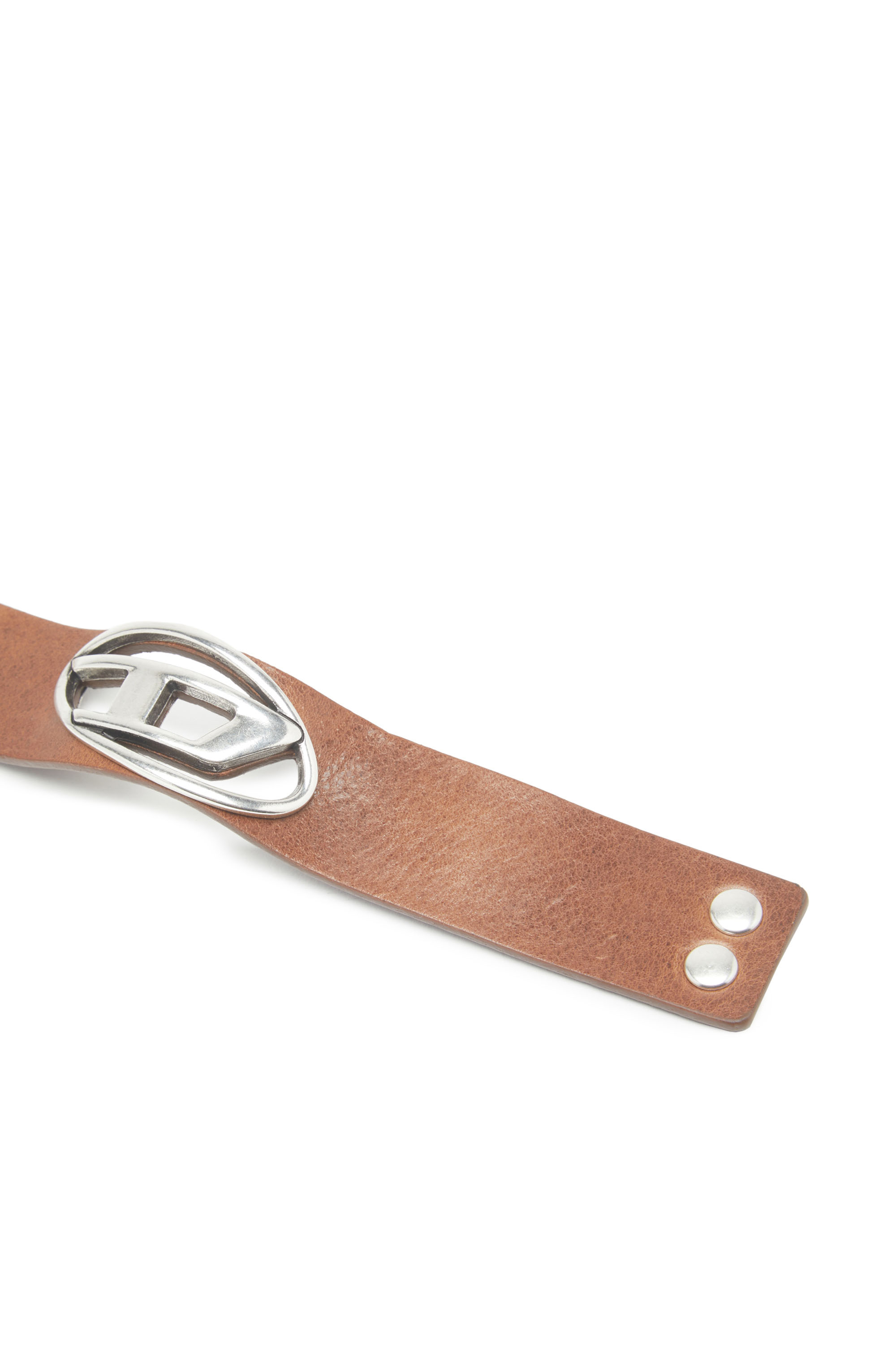 Diesel - A-BALONE, Man's Cuff bracelet with D plaque in Brown - 2