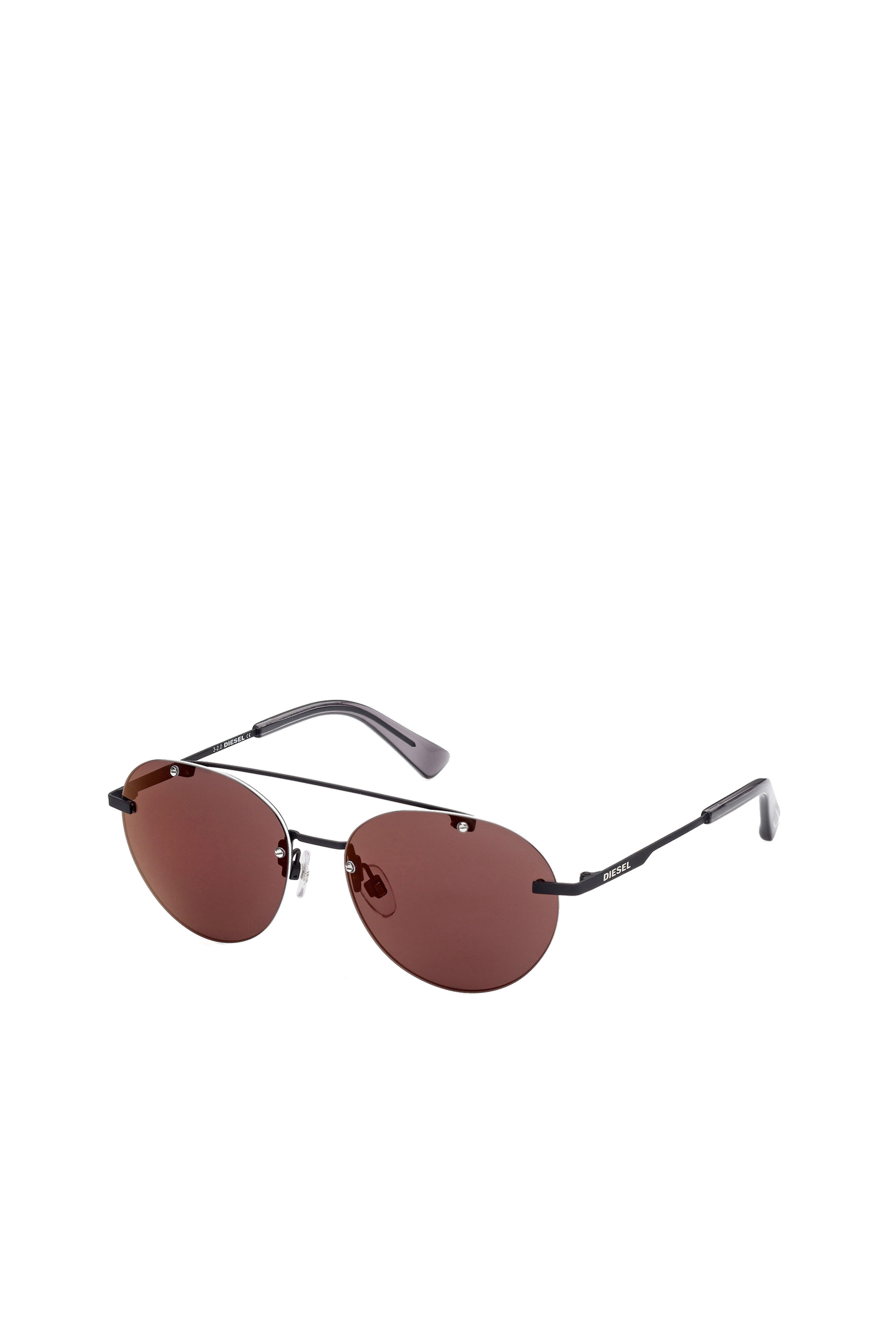 Diesel - DL0351, Unisex's Round sunglasses with lightweight metal construction in Black/Red - 3
