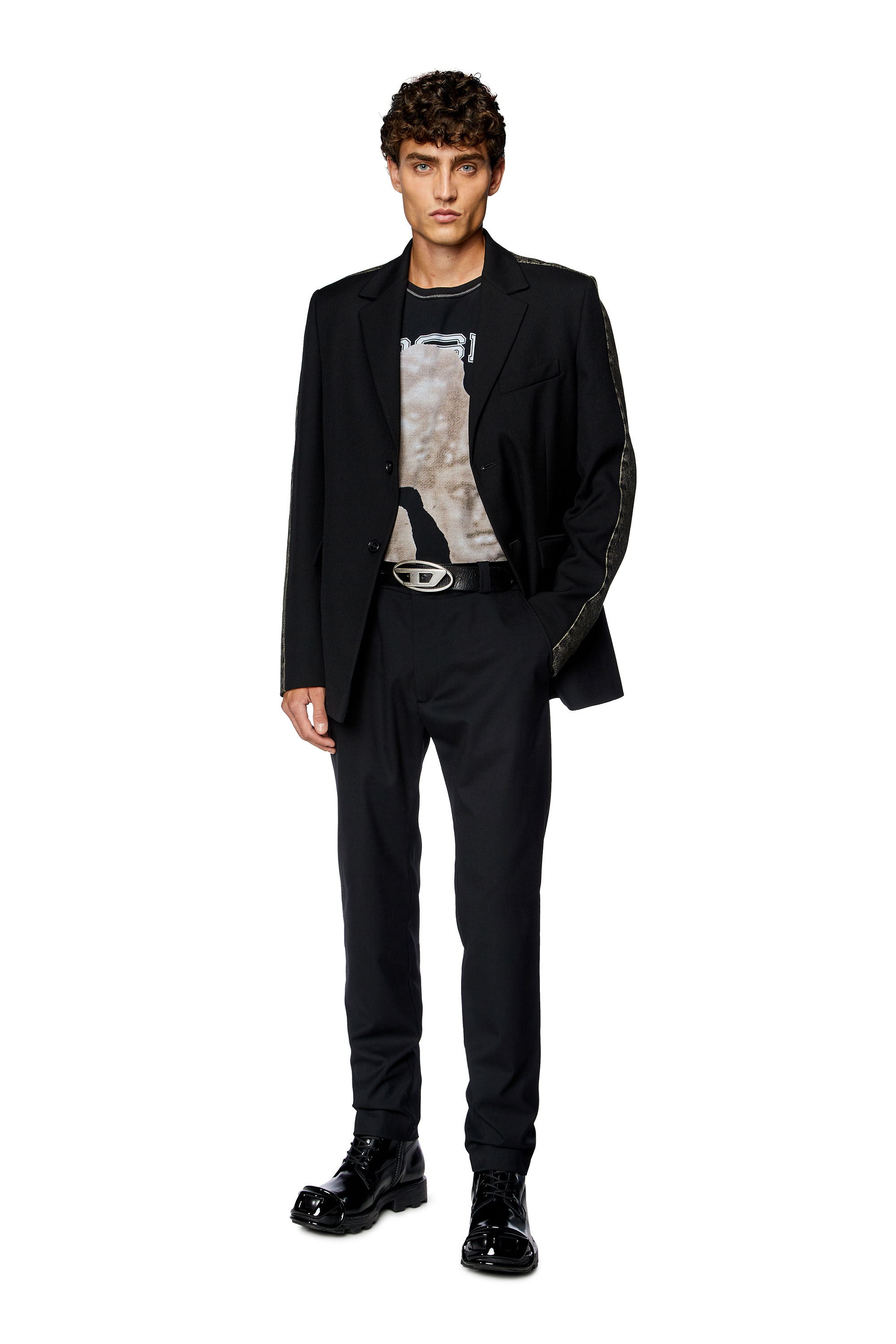 Diesel - J-WIRE-A, Man's Hybrid blazer in cool wool and denim in Black - 2