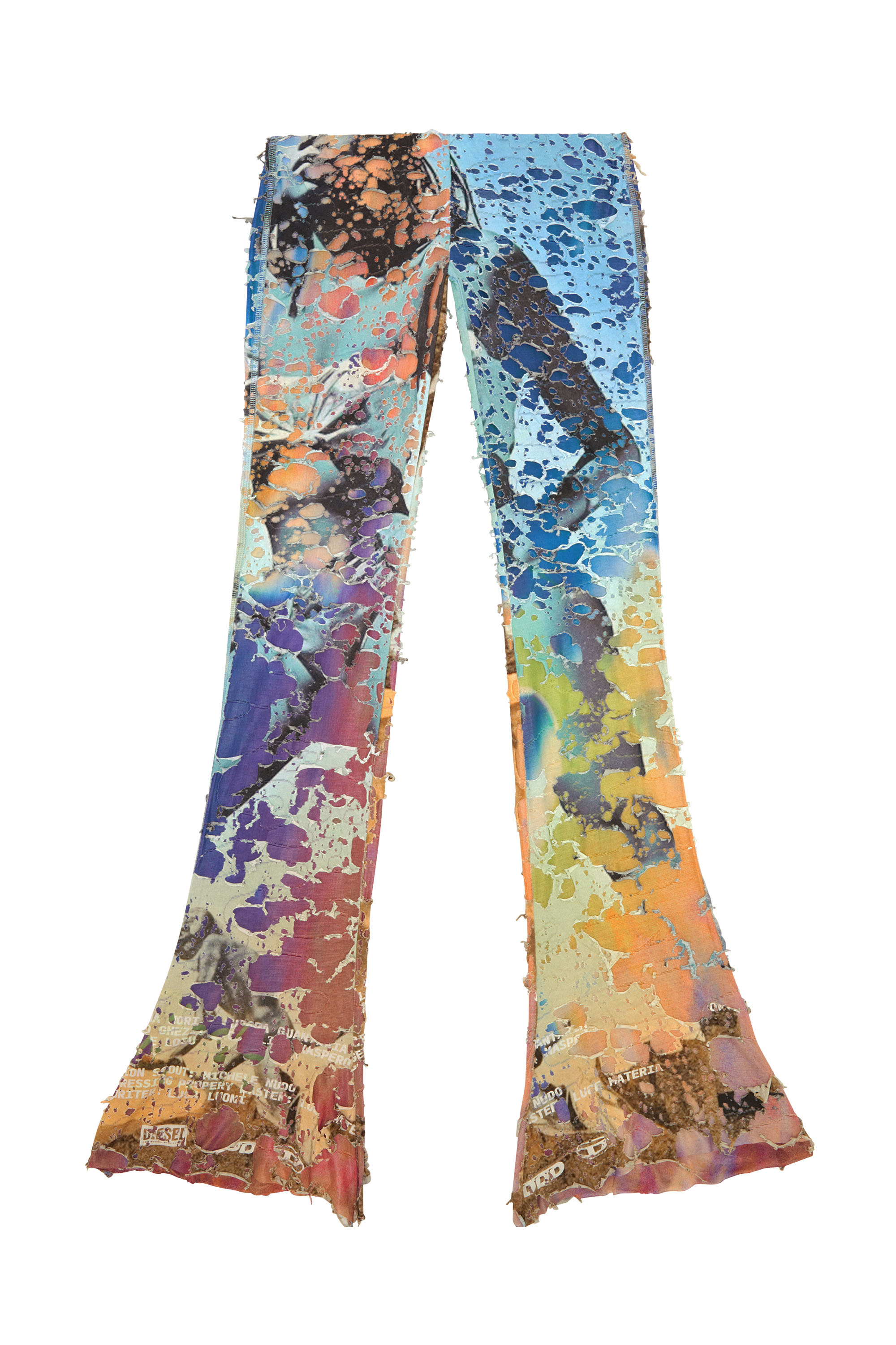 Diesel - P-MAYIM, Woman's Destroyed pants with cinema prints in Blue/Pink - 3