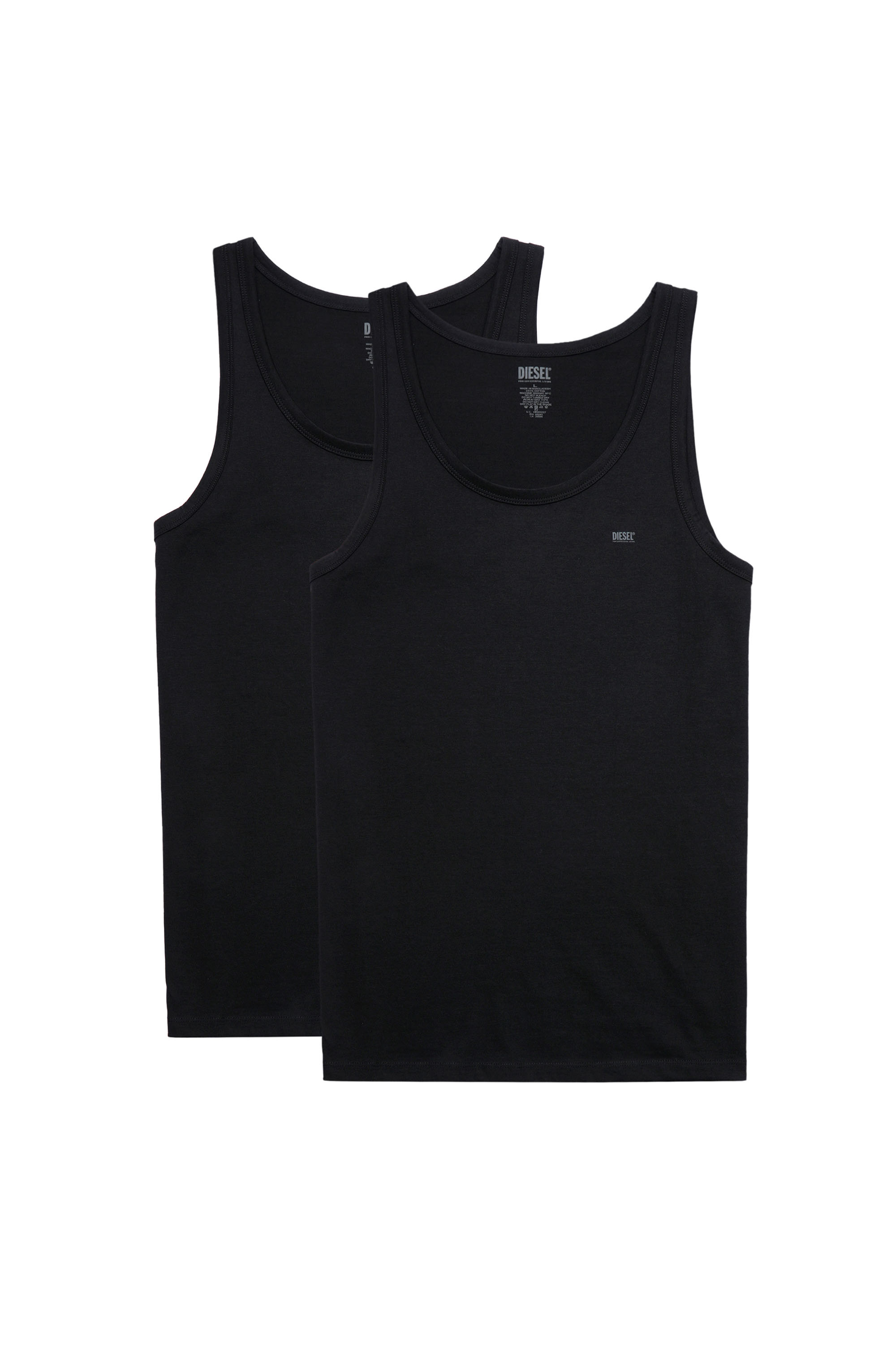 Diesel - UMTK-JOHNNY-TUBE-TWOPACK, Man's Two-pack of tank tops with logo print in Black - 1