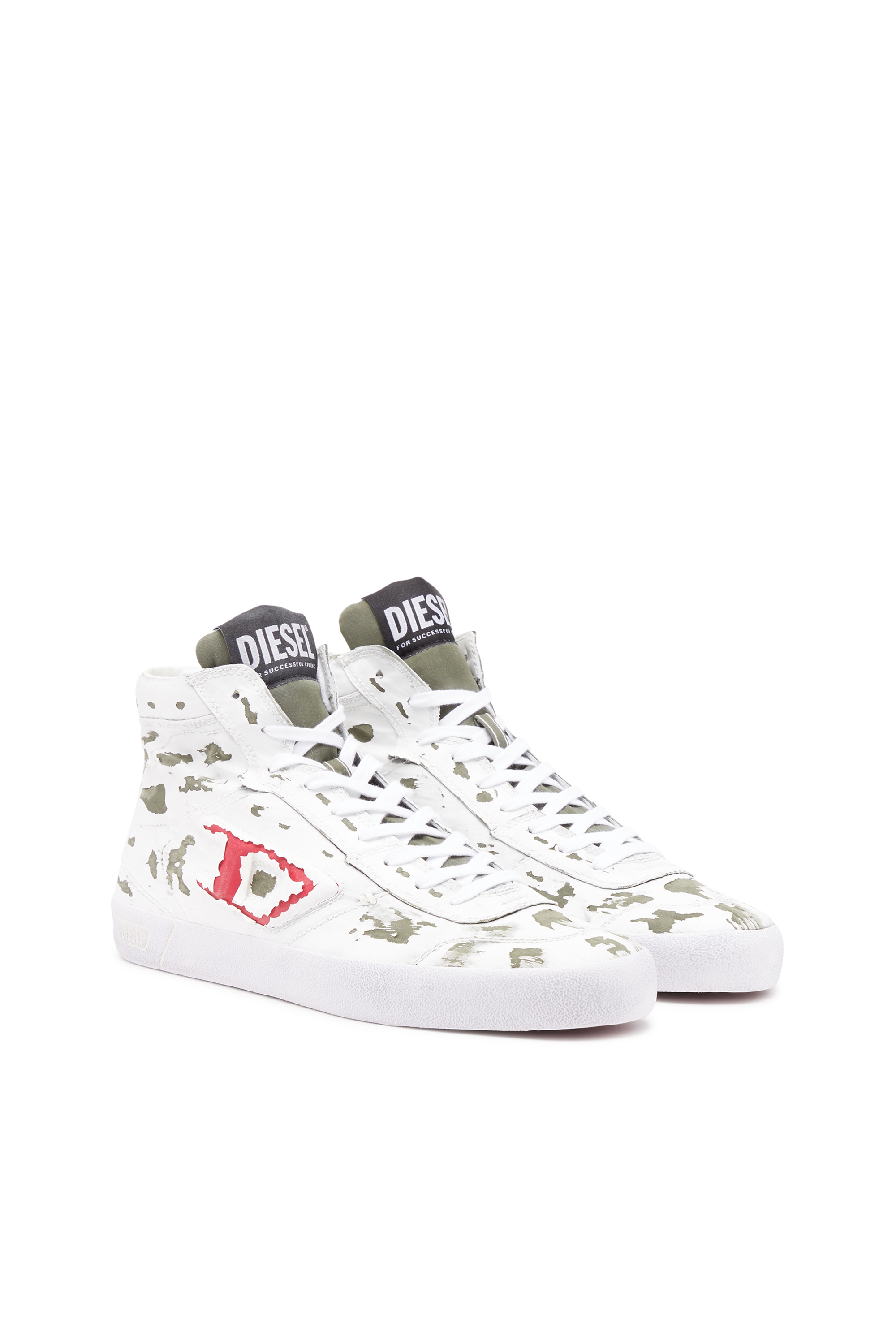 Diesel - S-LEROJI MID, Man's S-Leroji Mid-High-top sneakers with rips in White/Green - 2