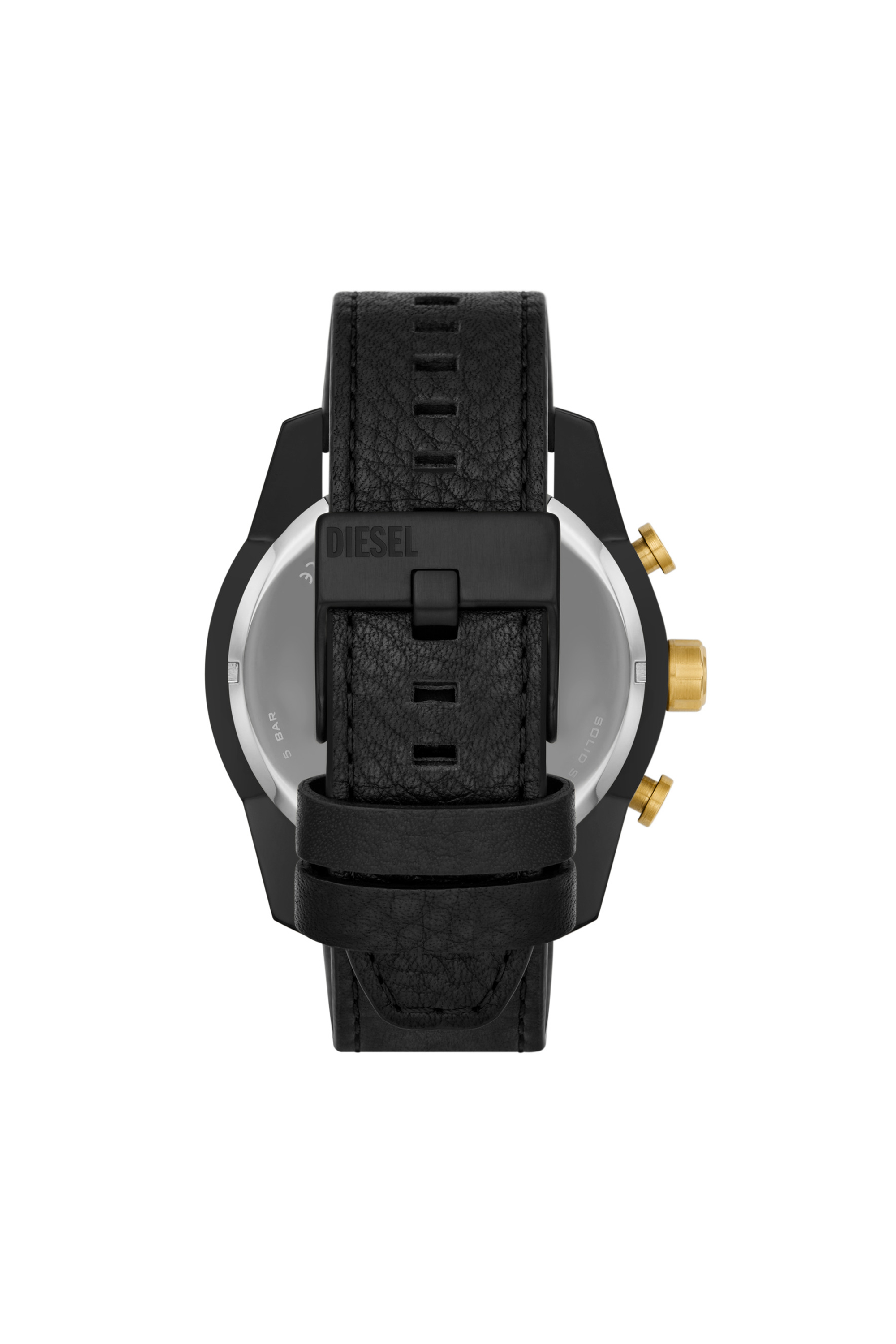 Diesel - DZ4610, Man's Split Chronograph Black Leather Watch in Black - 2