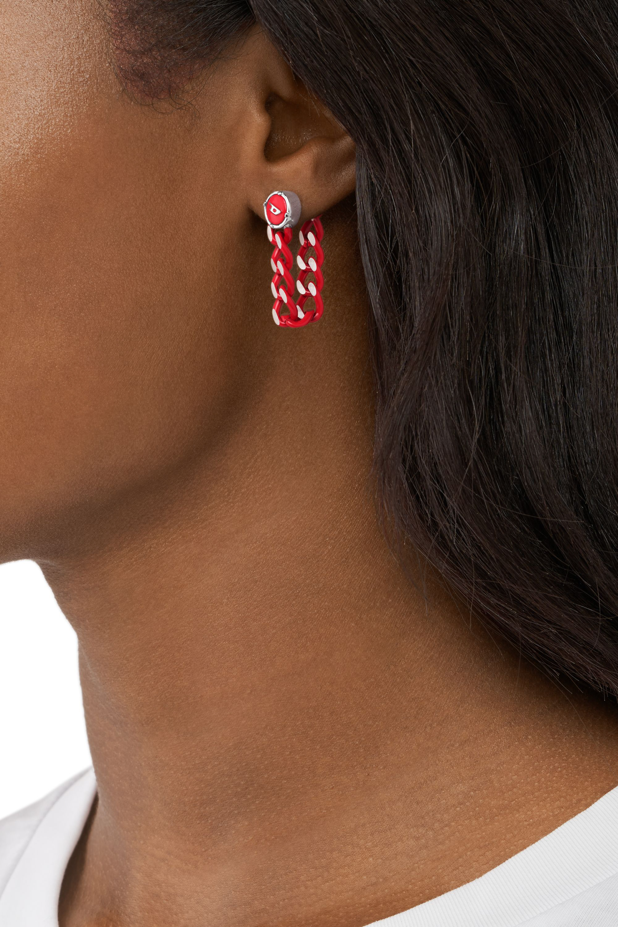 Diesel - DX1414, Unisex's Red Stainless Steel single stud earring in Red/Grey - 3
