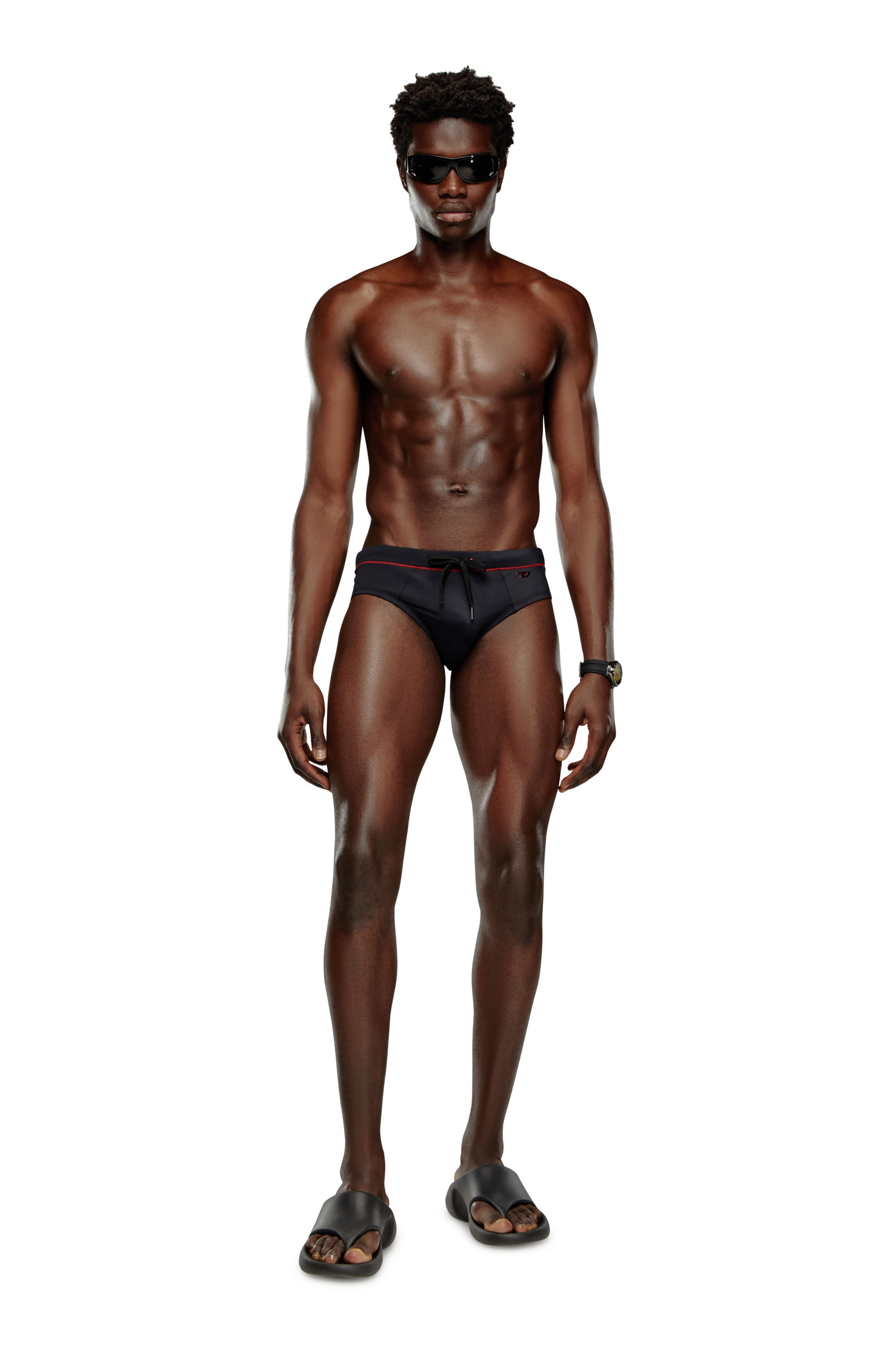 Diesel - BMBR-ALFIE, Man's Swim briefs with D logo in Black - 1