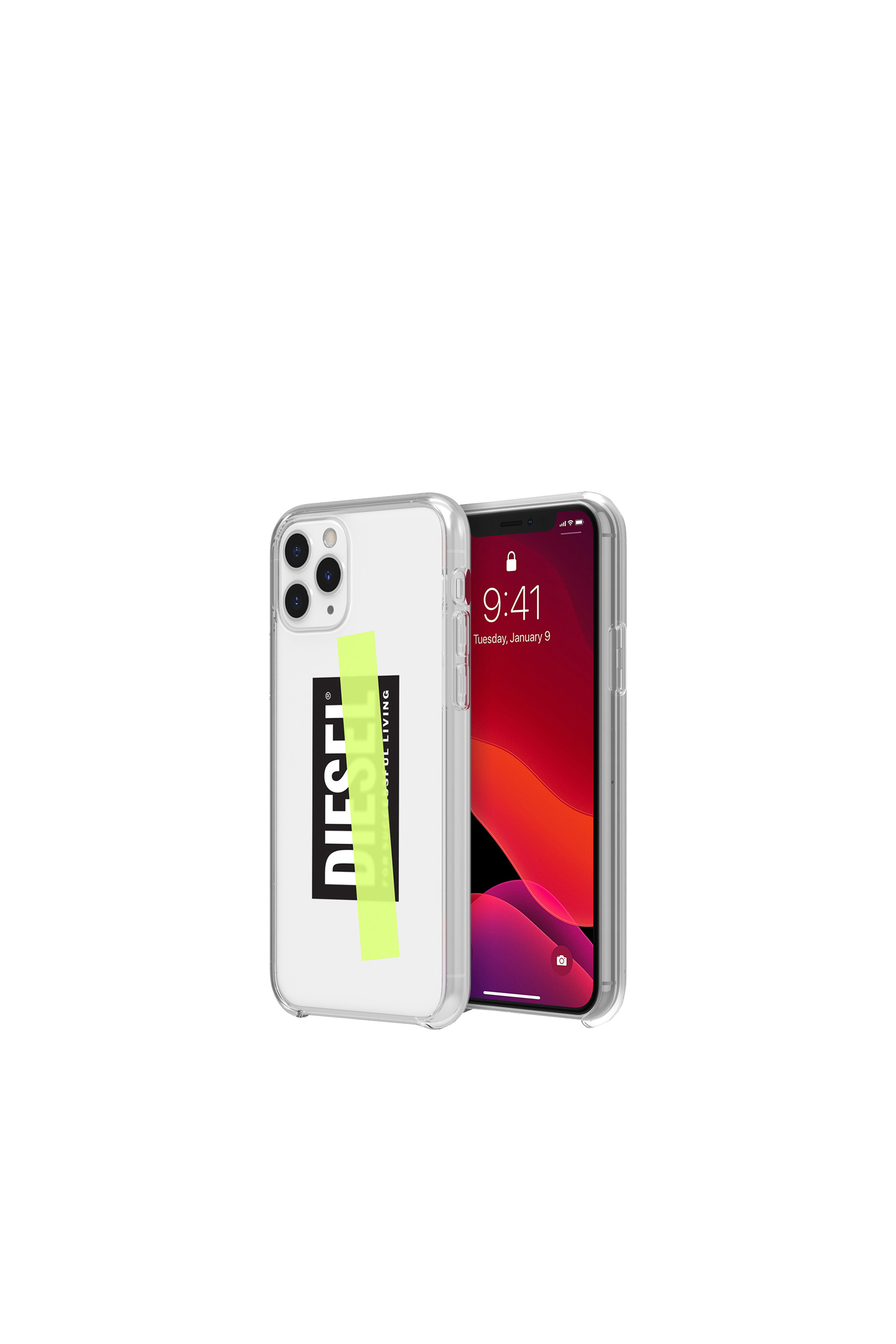 Diesel - DIPH-031-CLYET, Unisex's Printed co-mold case for iPhone 11 Pro in White/Yellow - 1