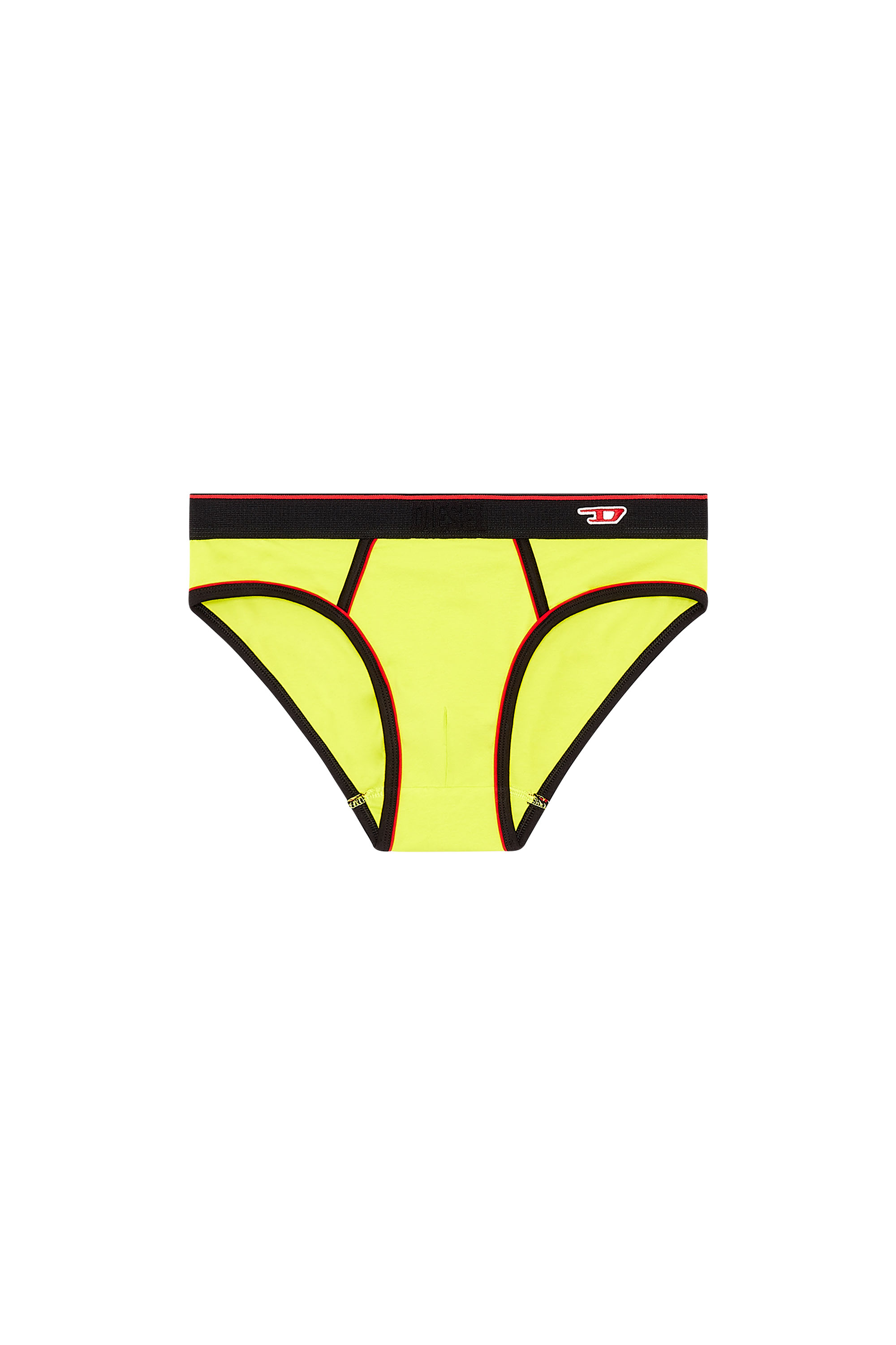 Diesel - UMBR-ANDRE, Man's Briefs with D logo patch in Yellow Fluo - 1