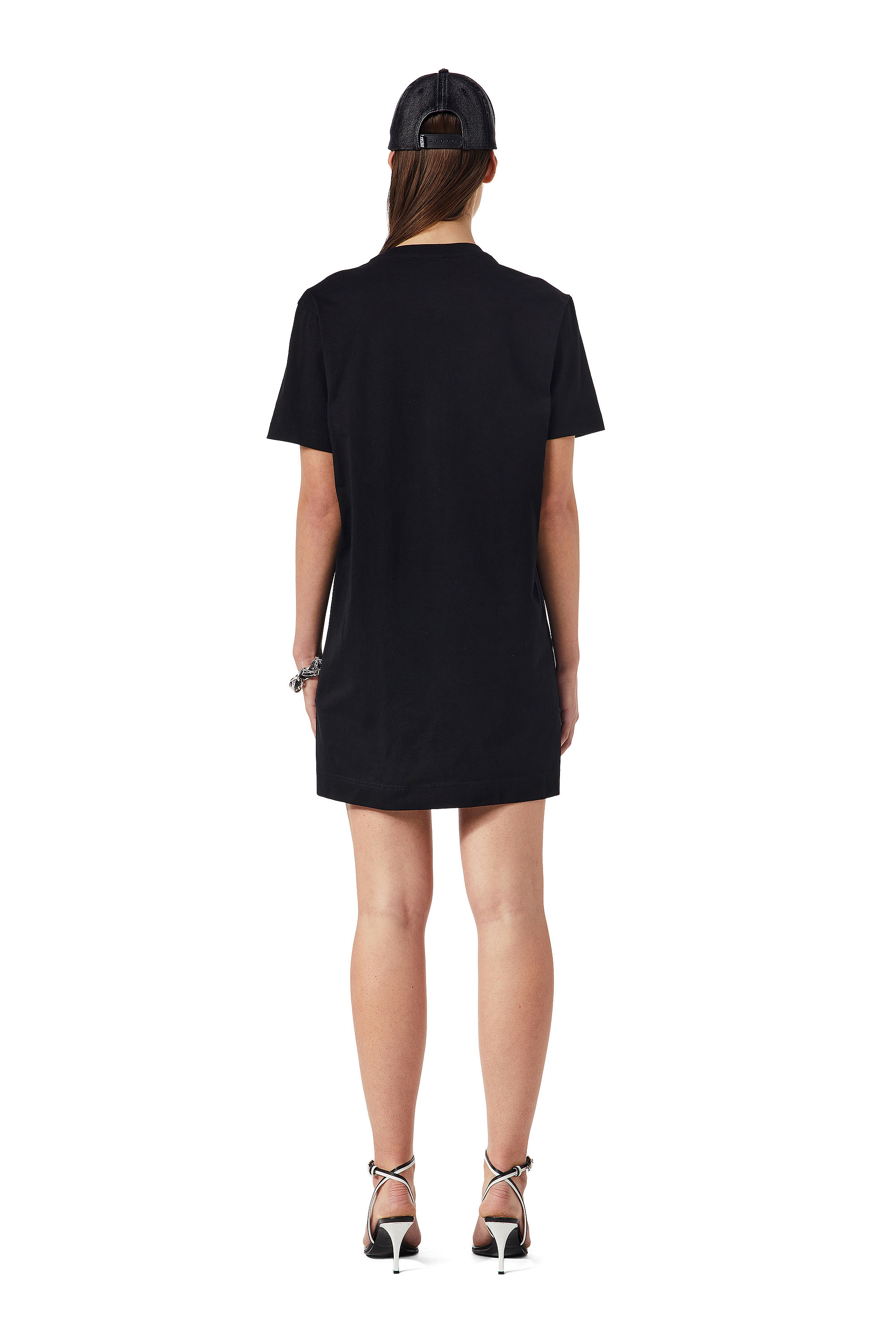 Diesel - D-EGOR-DIV, Woman's T-shirt dress with logo in Black - 3