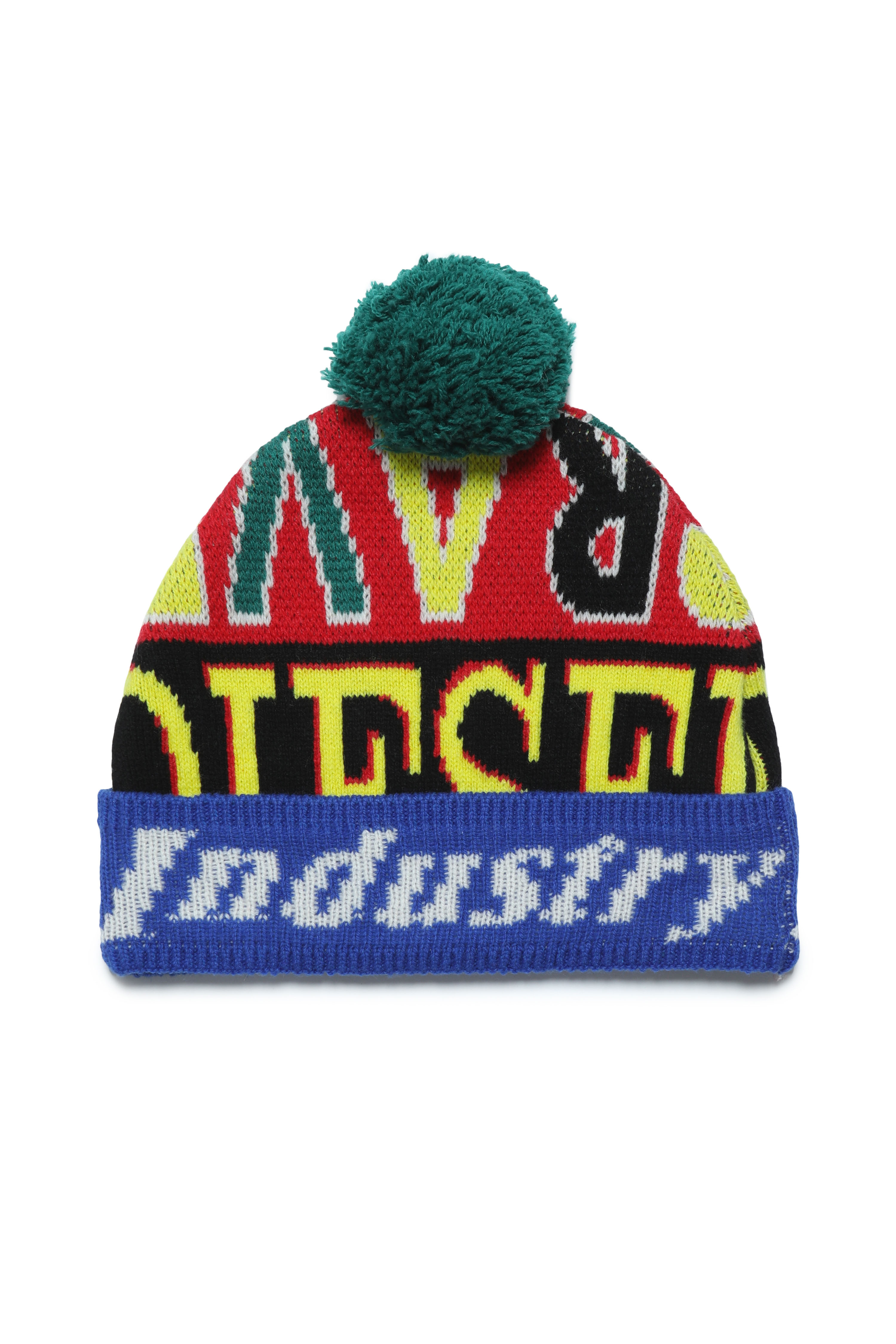 Diesel - FEYW, Unisex's Colour-block logo beanie in wool blend in Multicolor - 2