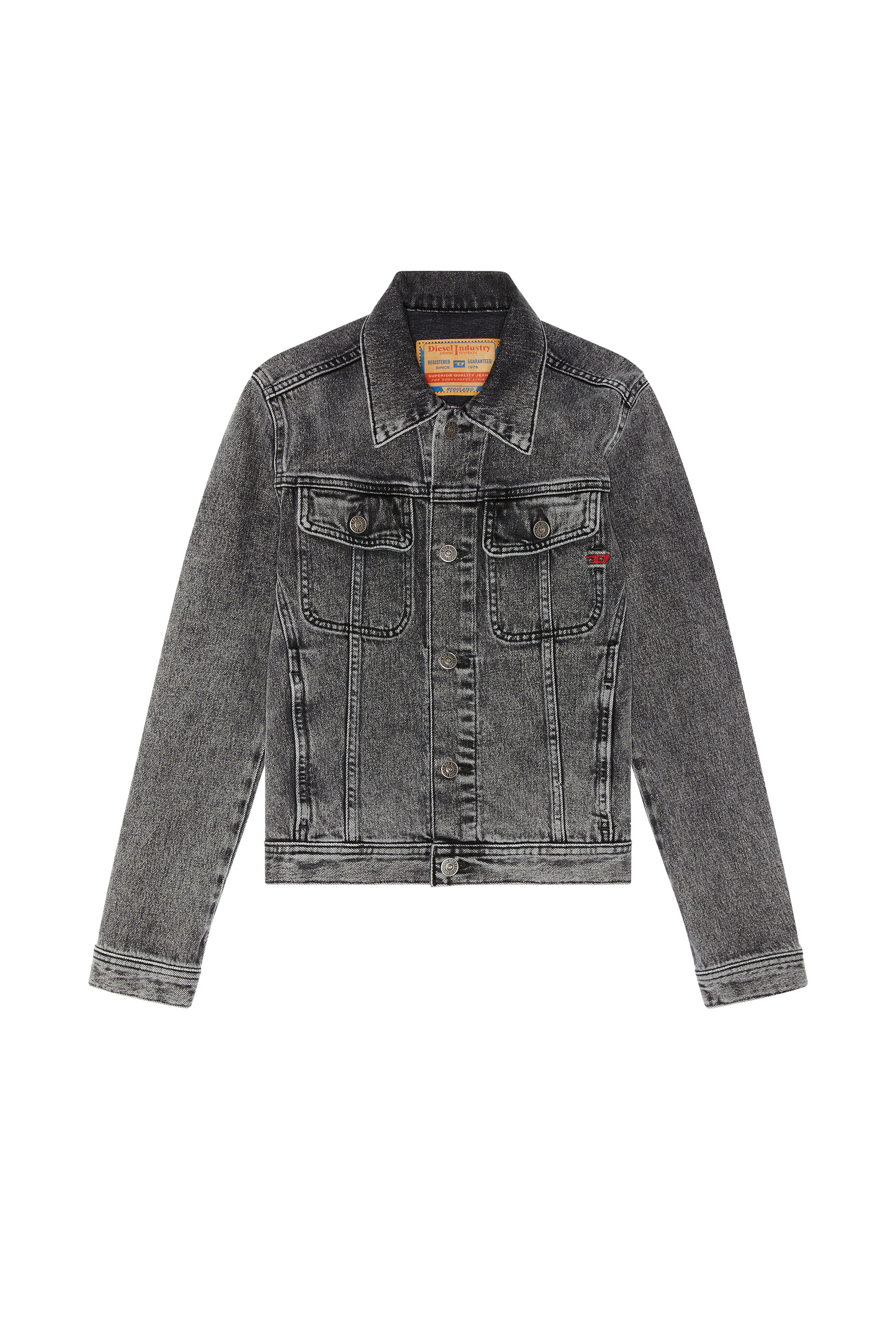 Diesel - DE-BONNY, Woman's Trucker jacket in lightly treated denim in Dark grey - 3