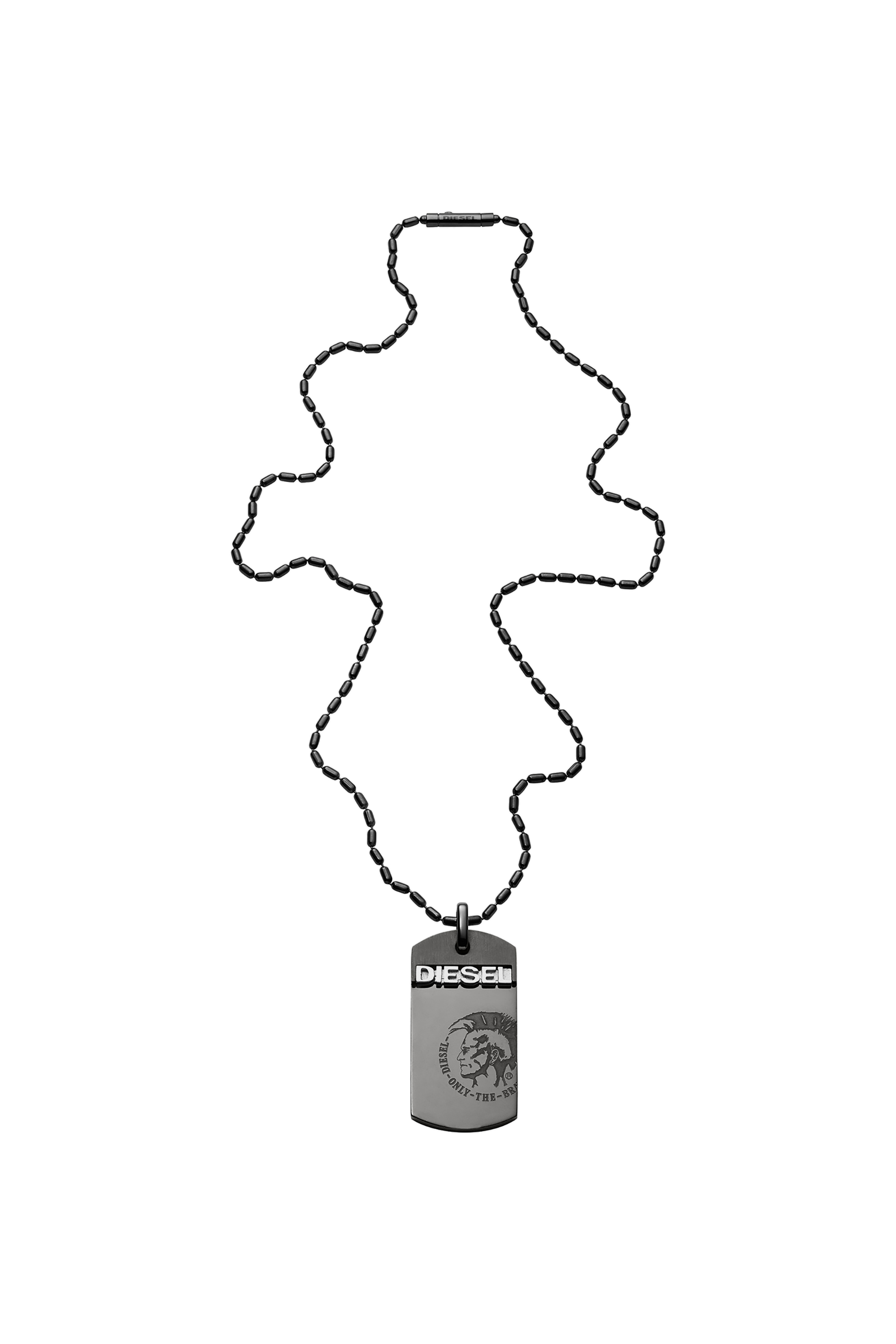 Diesel - DX0004, Man's Stainless steel gunmetal dog tag necklace in Black - 2
