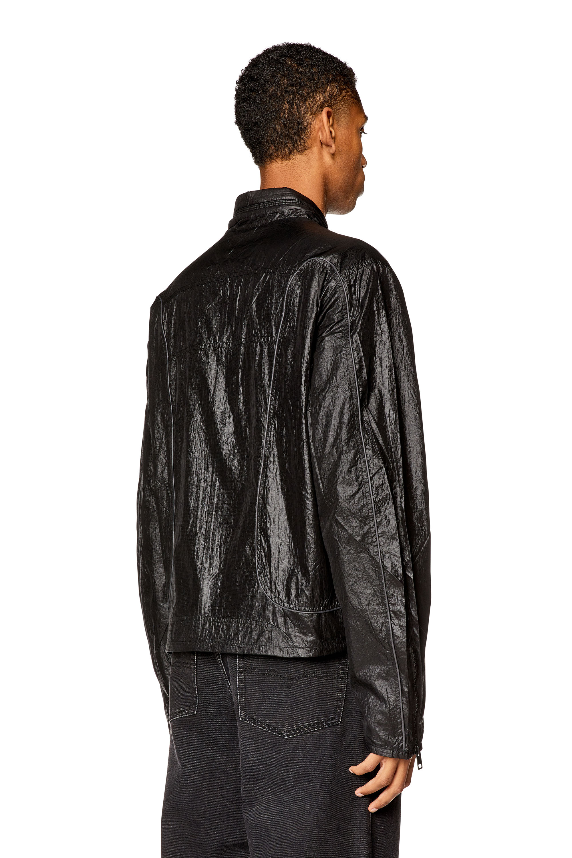 Diesel - J-BLINKID-A, Man's Nylon jacket with contrast detailing in Black - 4