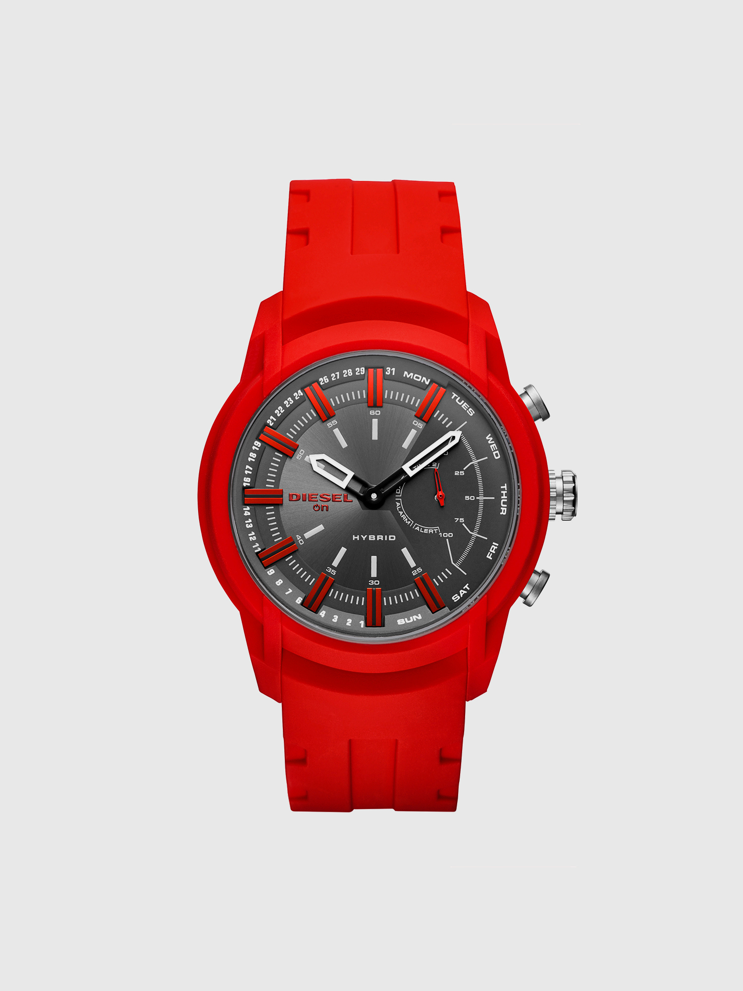 Diesel - DT1016, Man's Armbar Hybrid red-gray silicone smartwatch, 44 mm in Red - 2