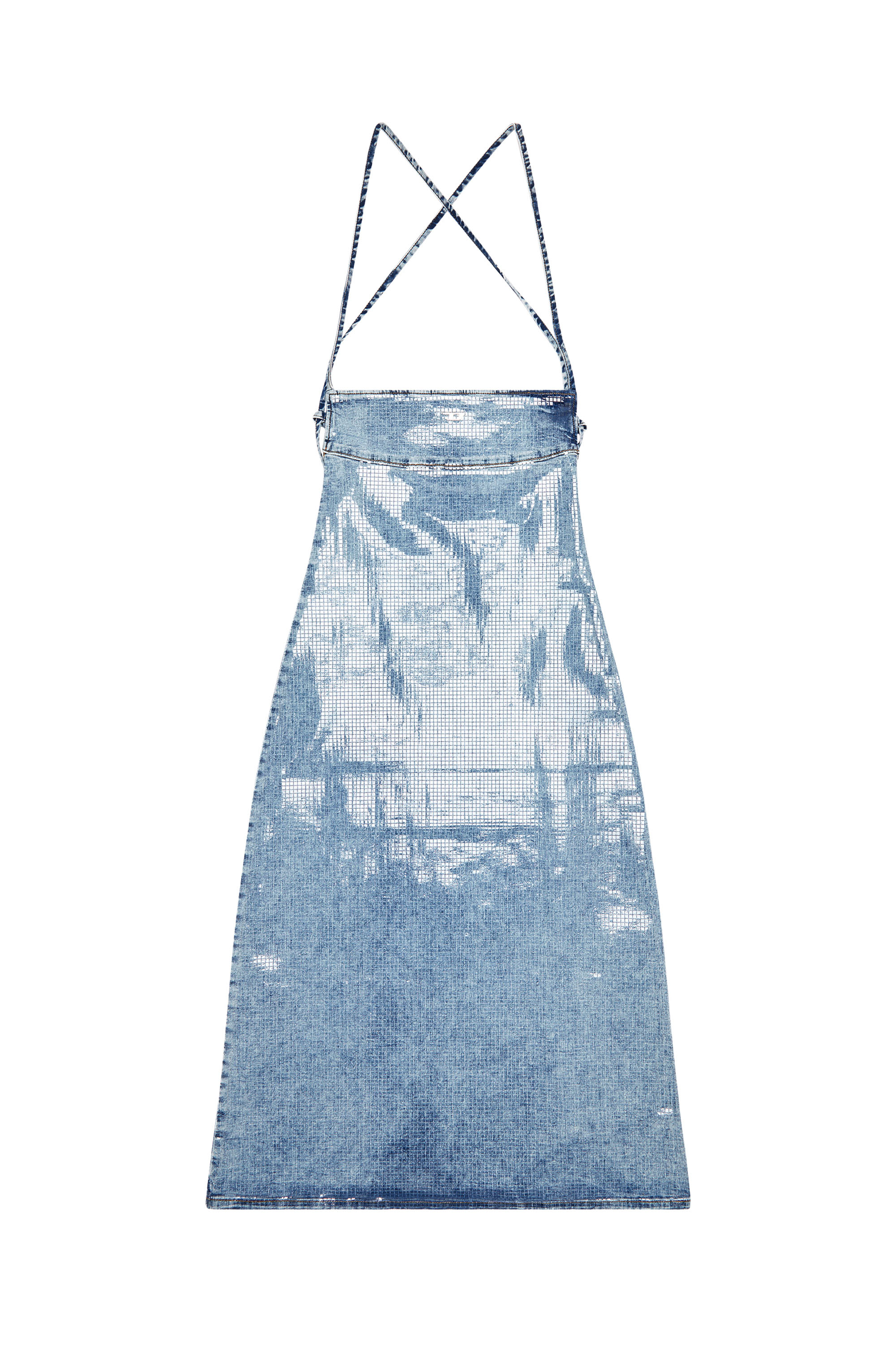 Diesel - DE-HELD-S, Woman's Strappy midi dress in sequin denim in Blue - 2