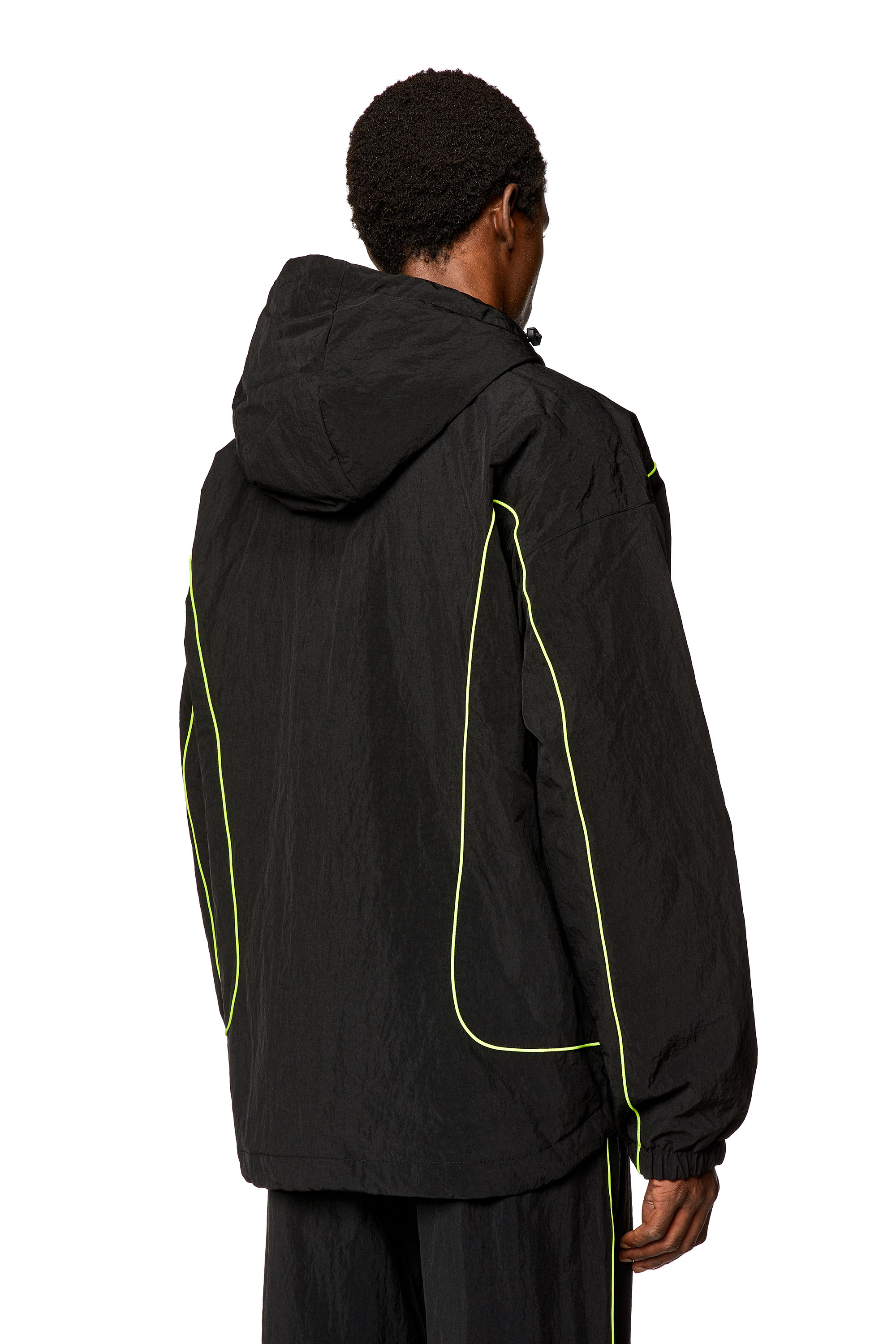 Diesel - J-GREEN, Man's Padded hooded jacket in wrinkled nylon in Black - 4