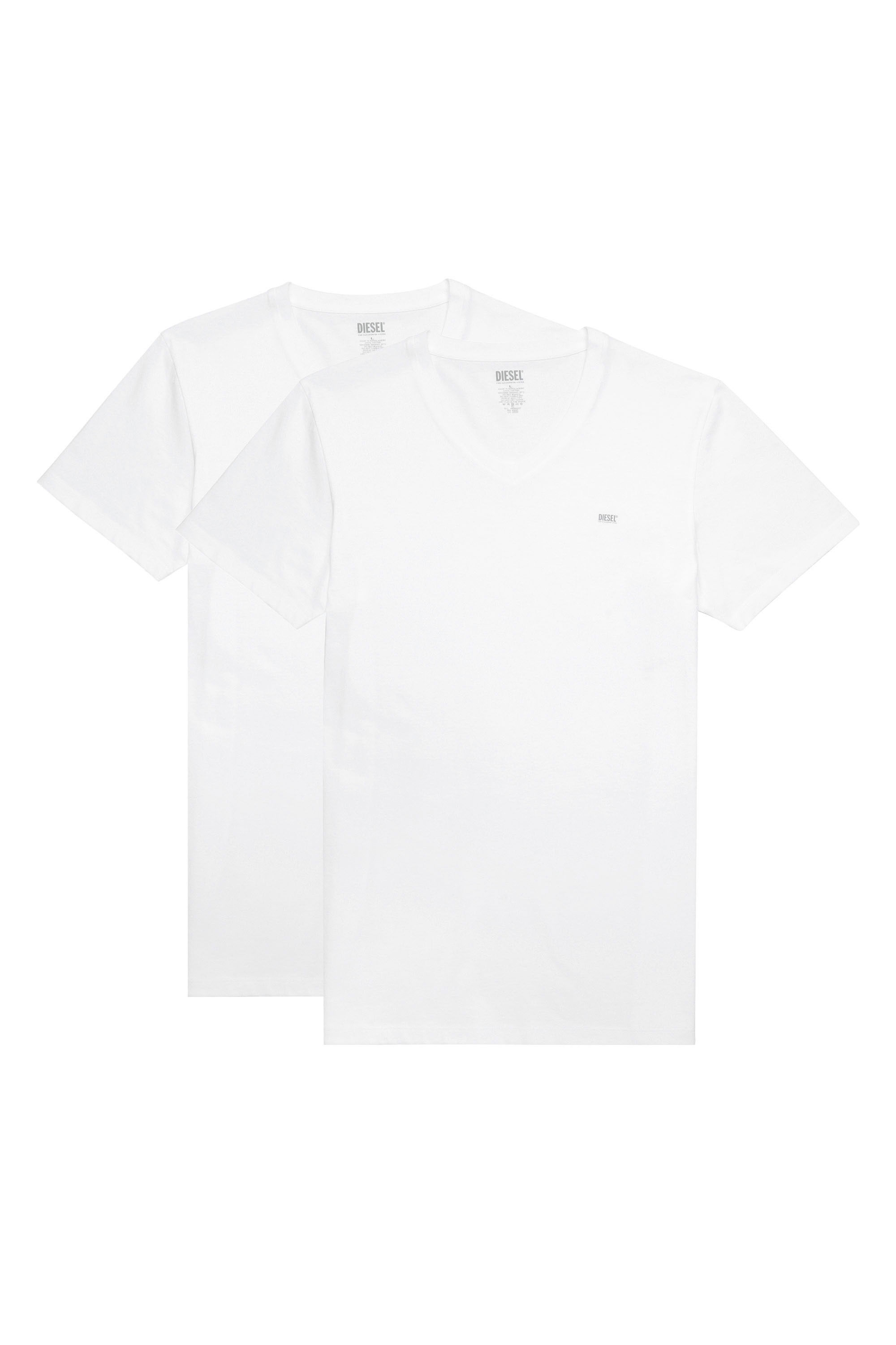 Diesel - UMTEE-MICHAEL-TUBE-TWOPACK, Man's Two-pack V-neck T-shirts with logo print in White - 1
