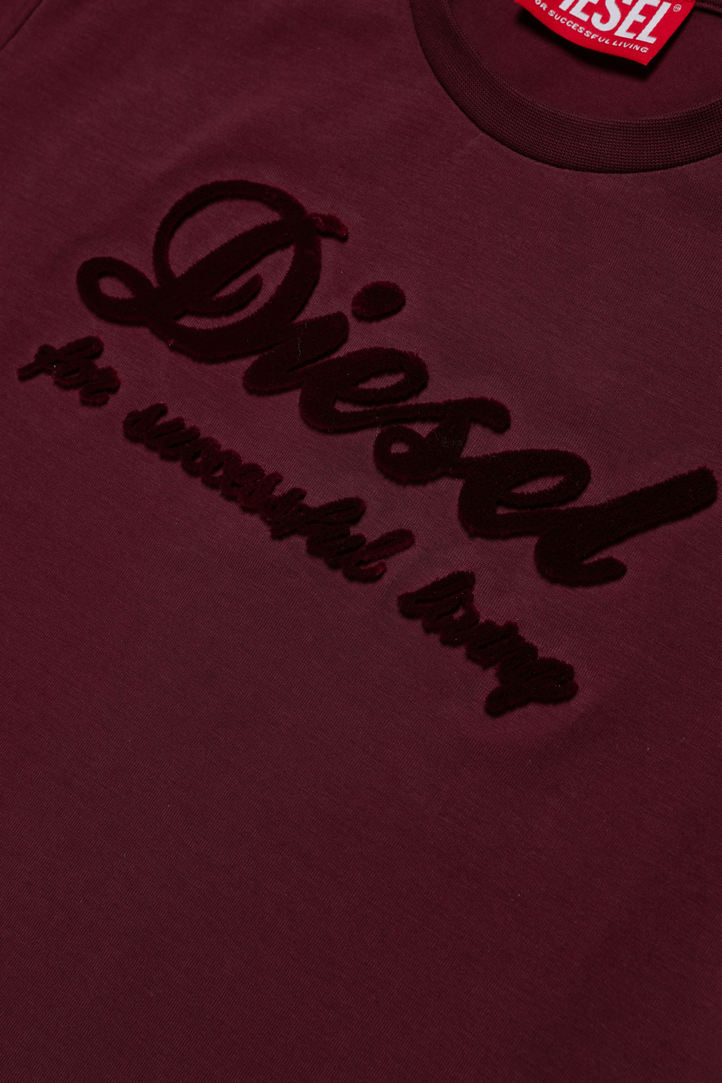 Diesel - TYFRIFSL, Woman's T-shirt with fuzzy script logo in Dark Violet - 3
