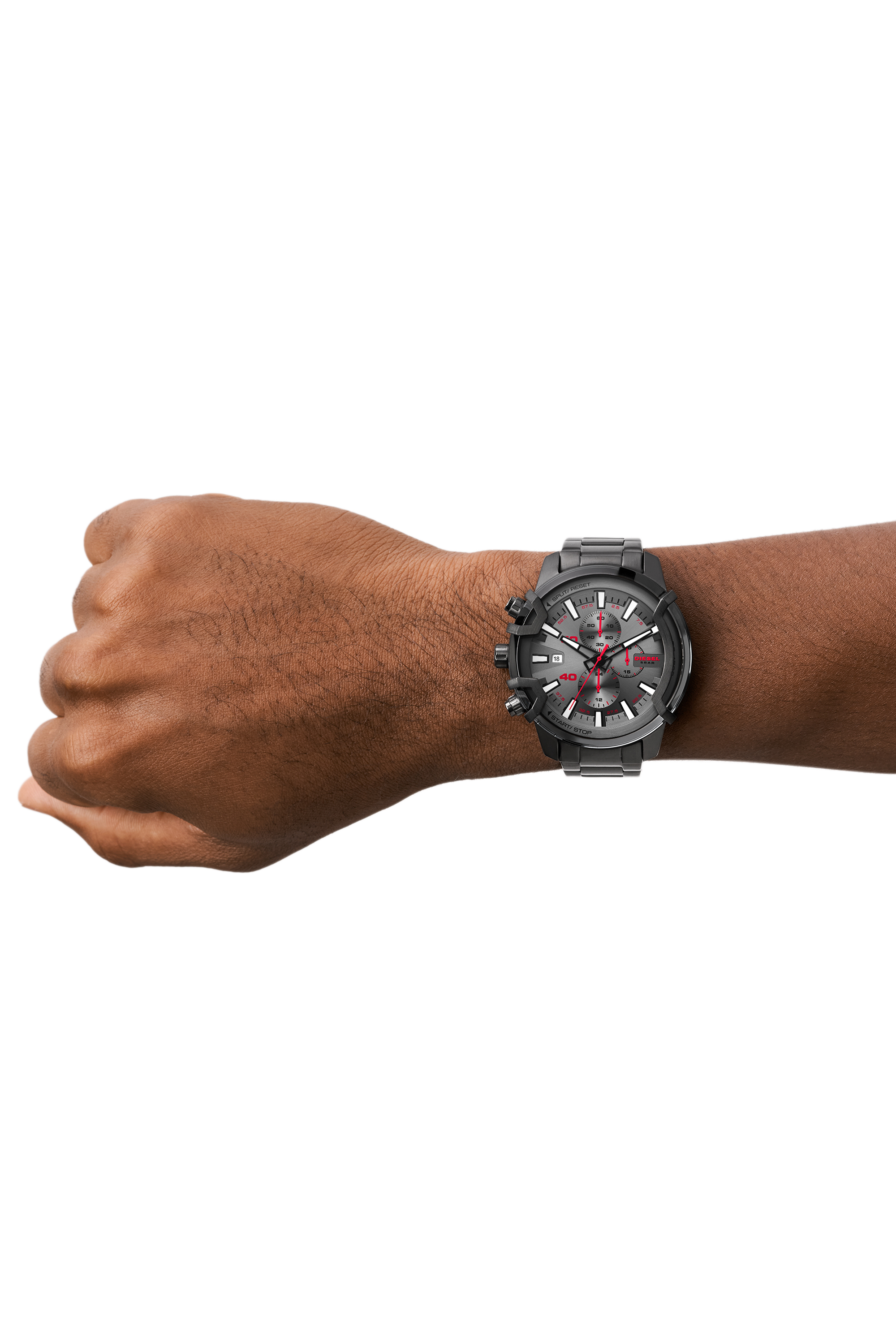 Diesel - DZ4586, Man's Griffed chronograph gunmetal-tone stainless steel watch in Dark grey - 4