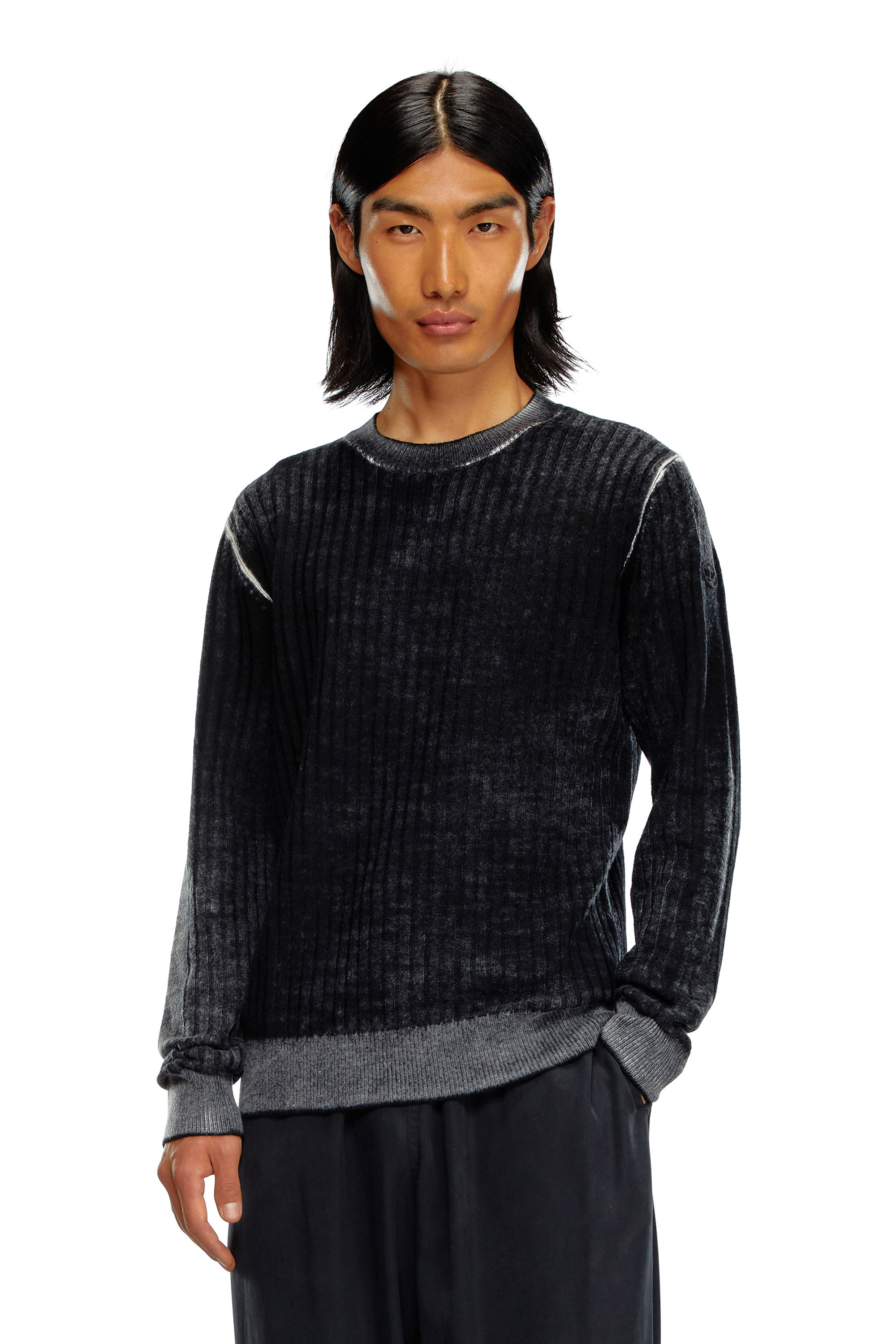 Diesel - K-ANDELERO, Man's Printed wool jumper in Grey - 1