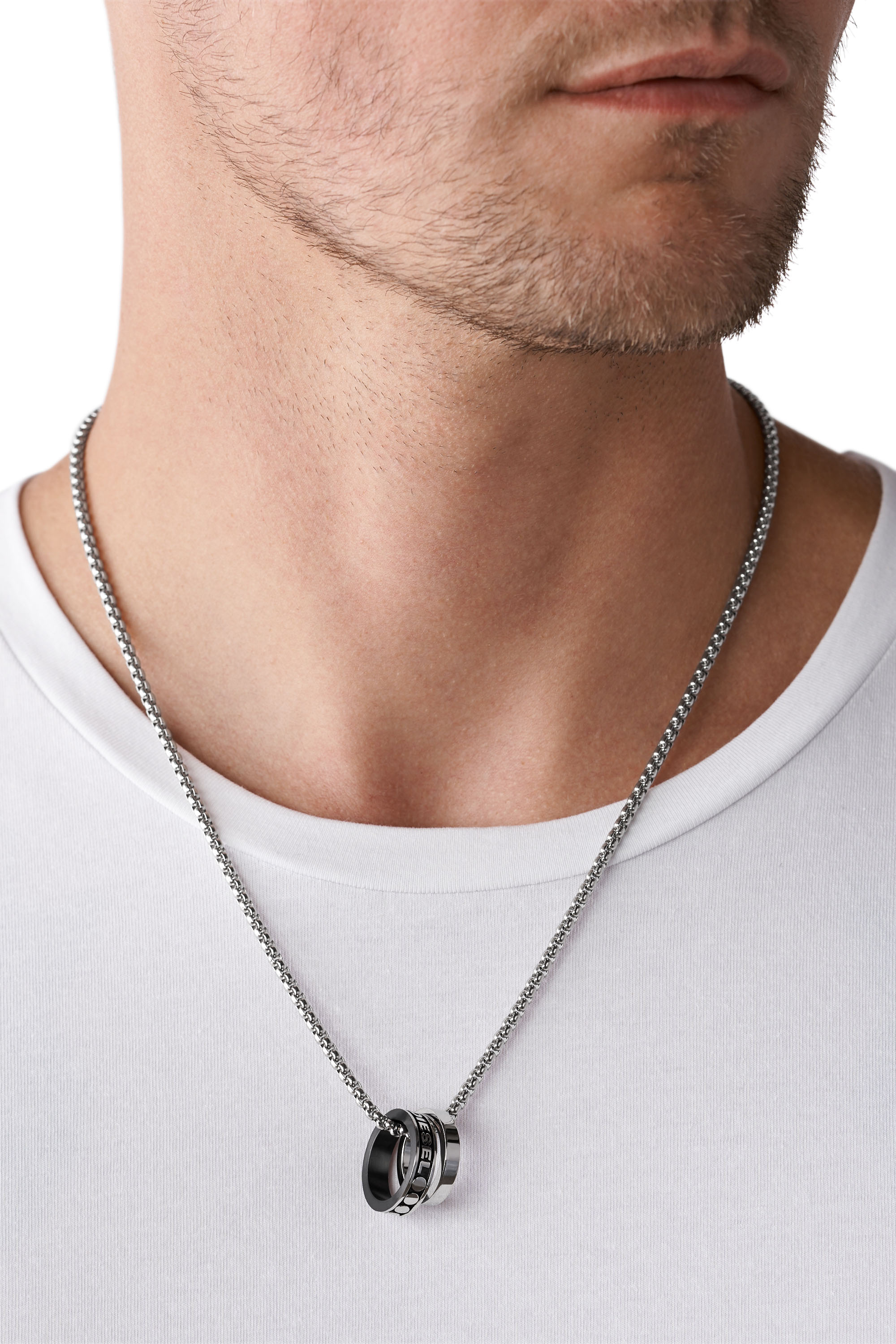 Diesel - DX1168, Man's Stainless Steel Double Pendant Necklace in Silver - 3