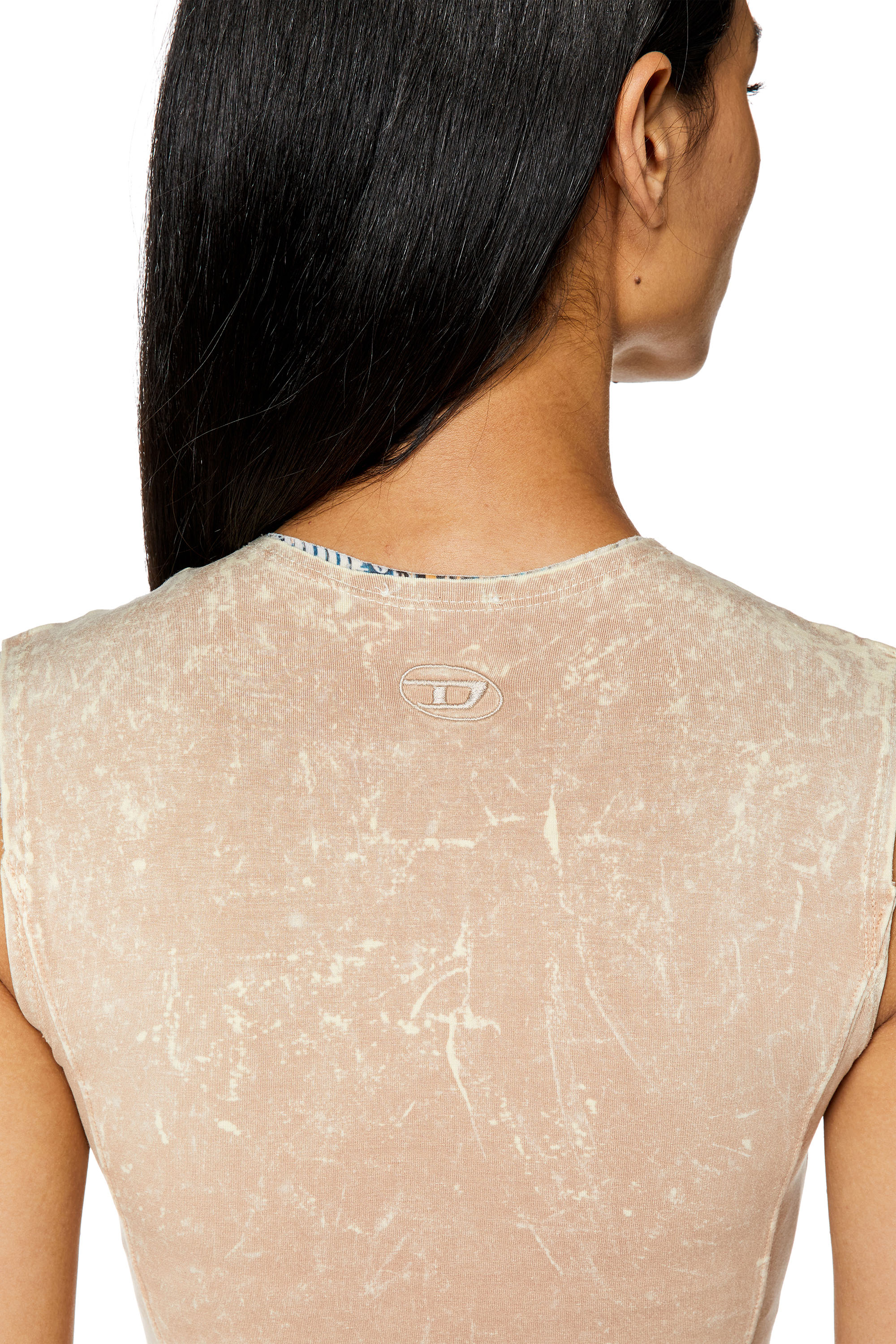 Diesel - D-TREATY, Woman's Double-layer dress with marble wash in Beige - 4