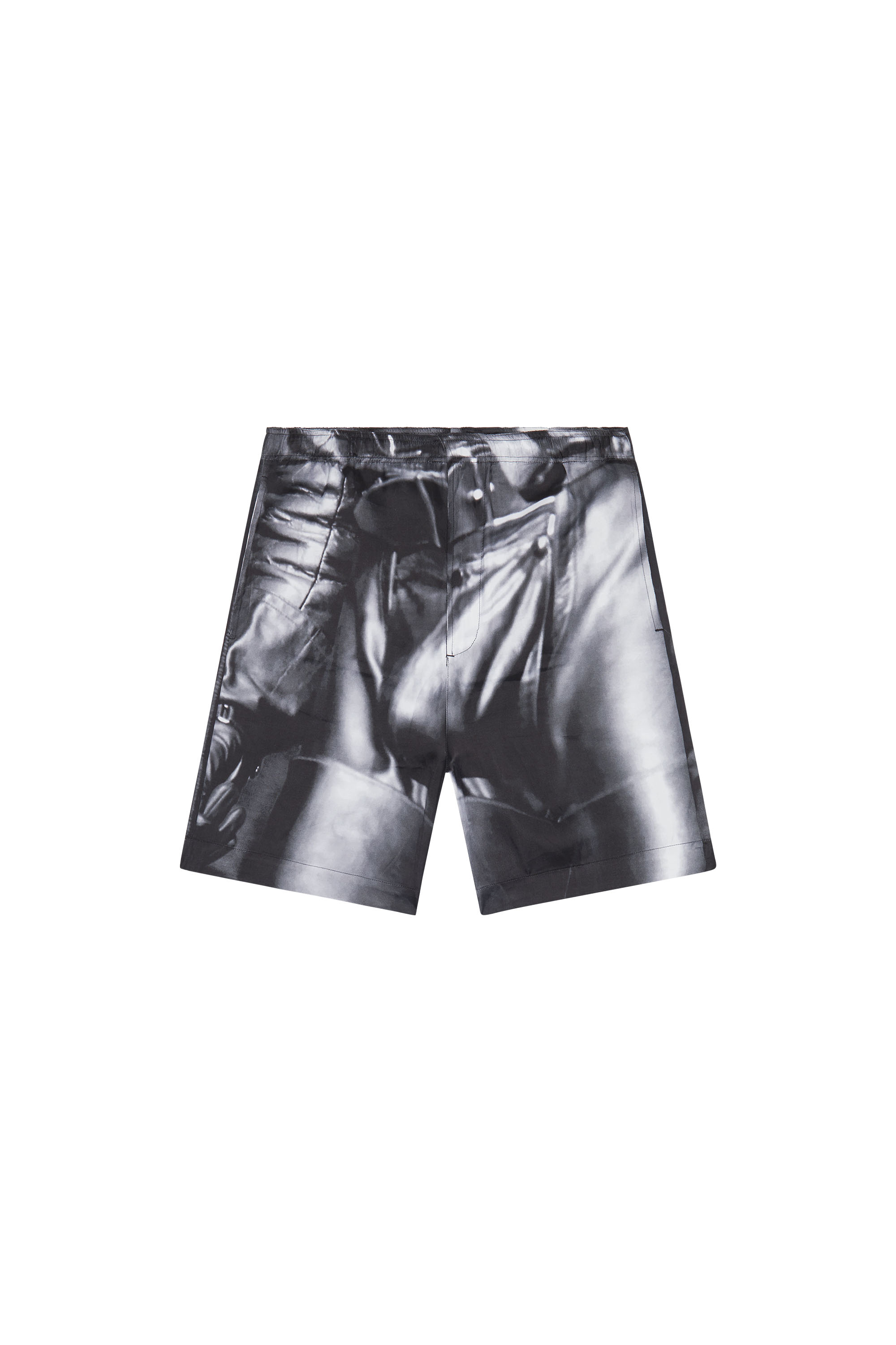 Diesel - PR-P-TOLL-SHO-23, Unisex's Silk satin shorts with black print in Black - 4