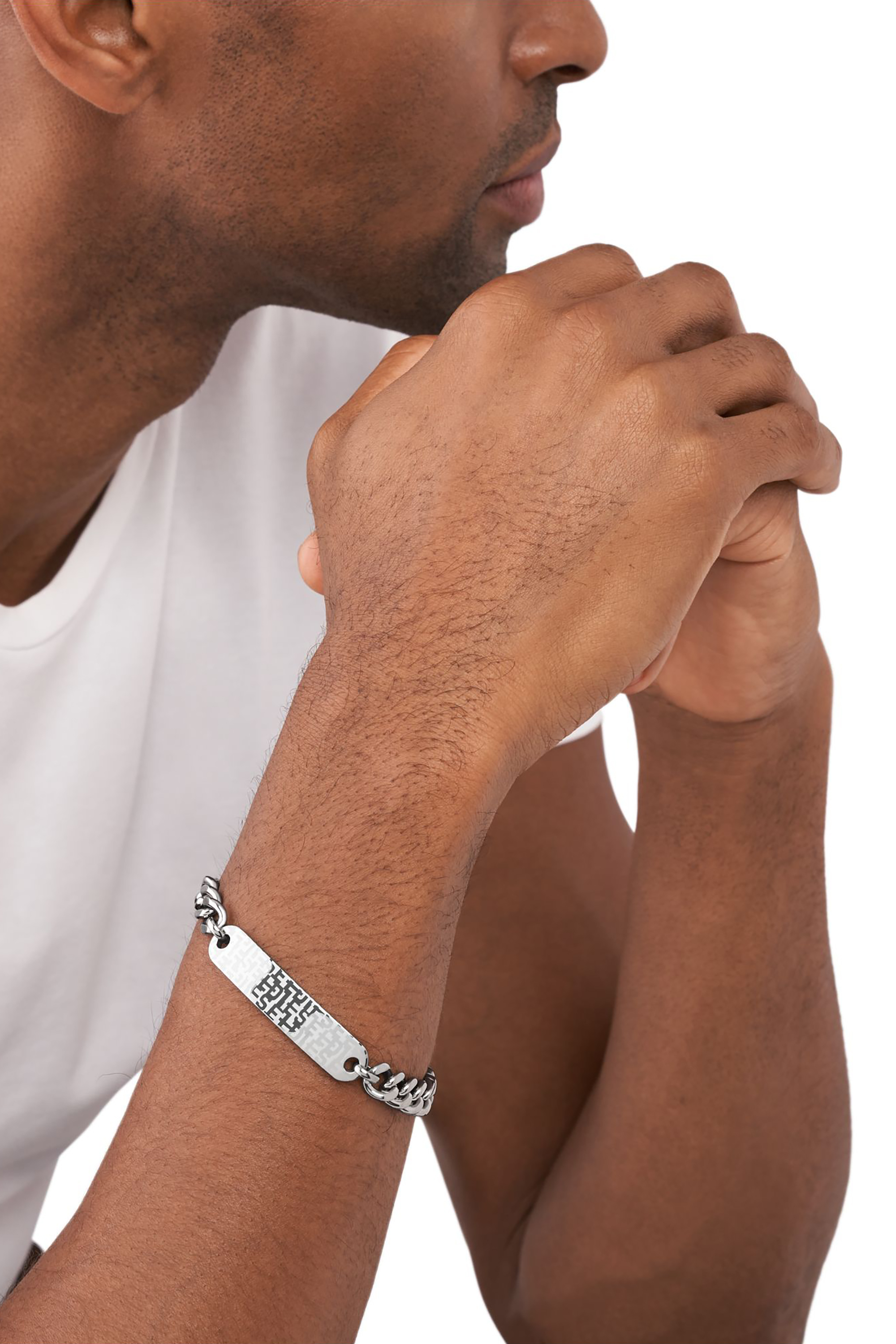 Diesel - DX1429, Unisex's Font Two-Tone ID Chain Bracelet in Silver - 3