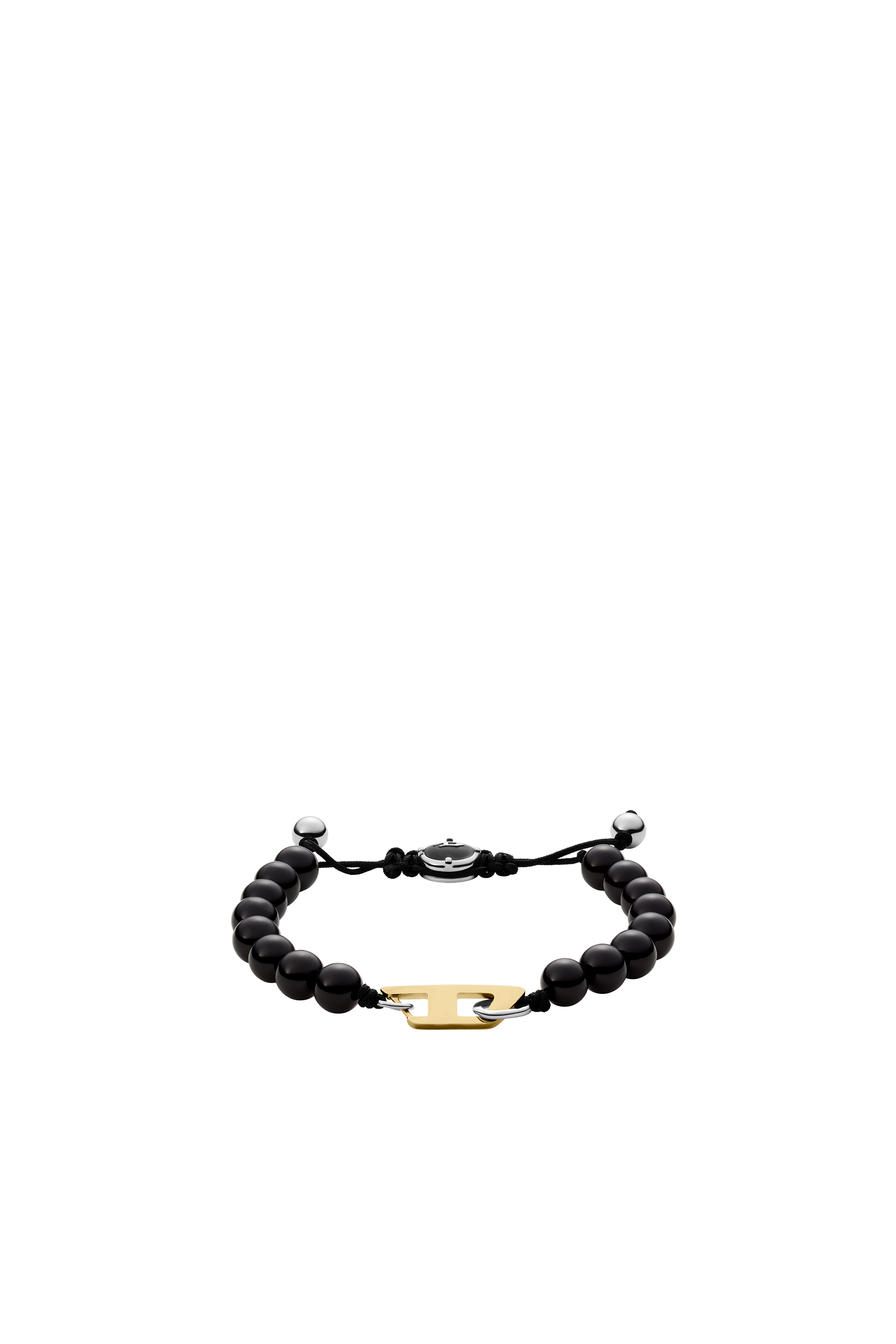 Diesel - DX1341, Unisex's Black agate beaded bracelet in Black/Oro - 1