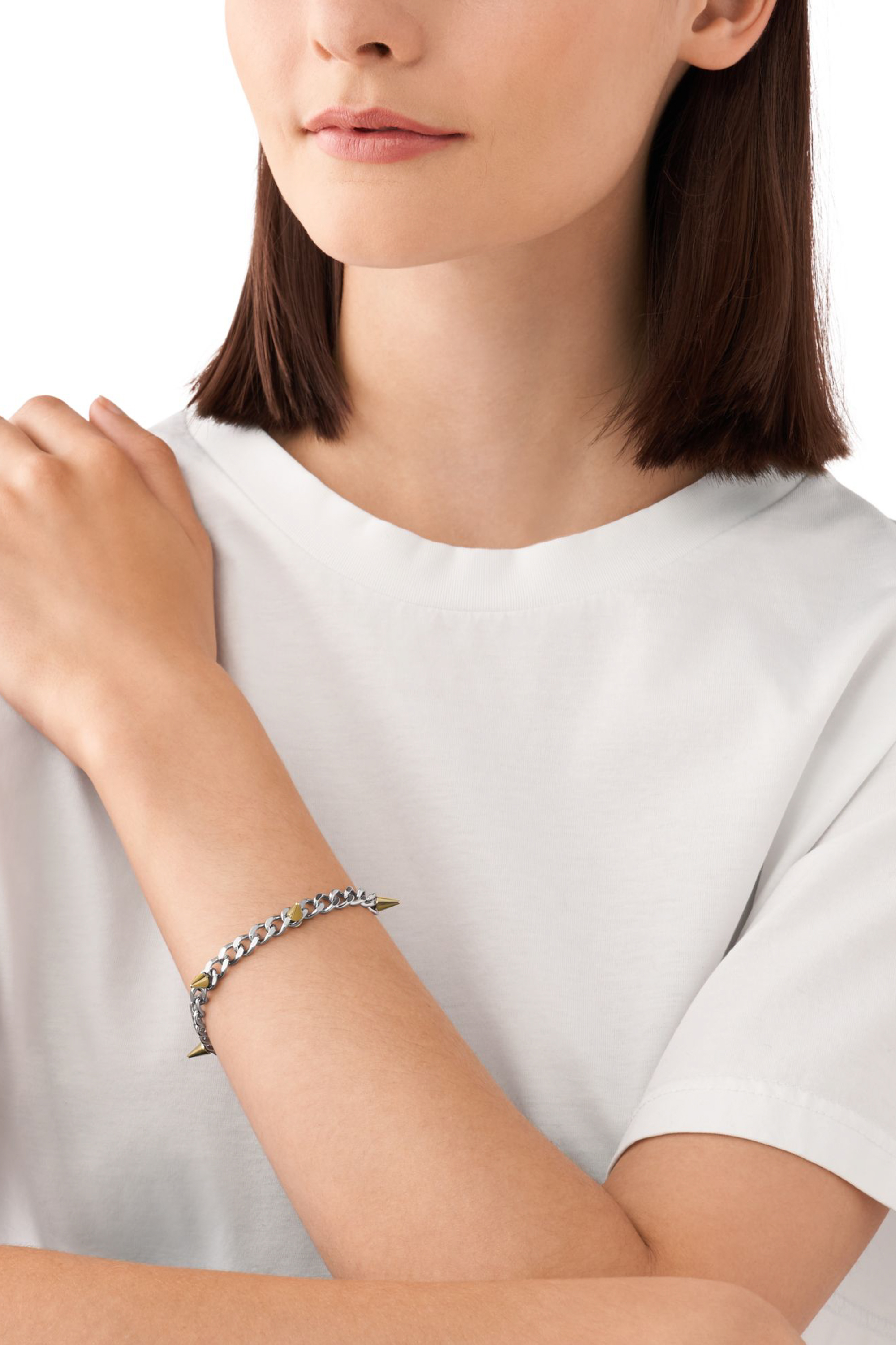Diesel - DX1453, Unisex's Two-Tone Stainless Steel Chain Bracelet in Silver - 3