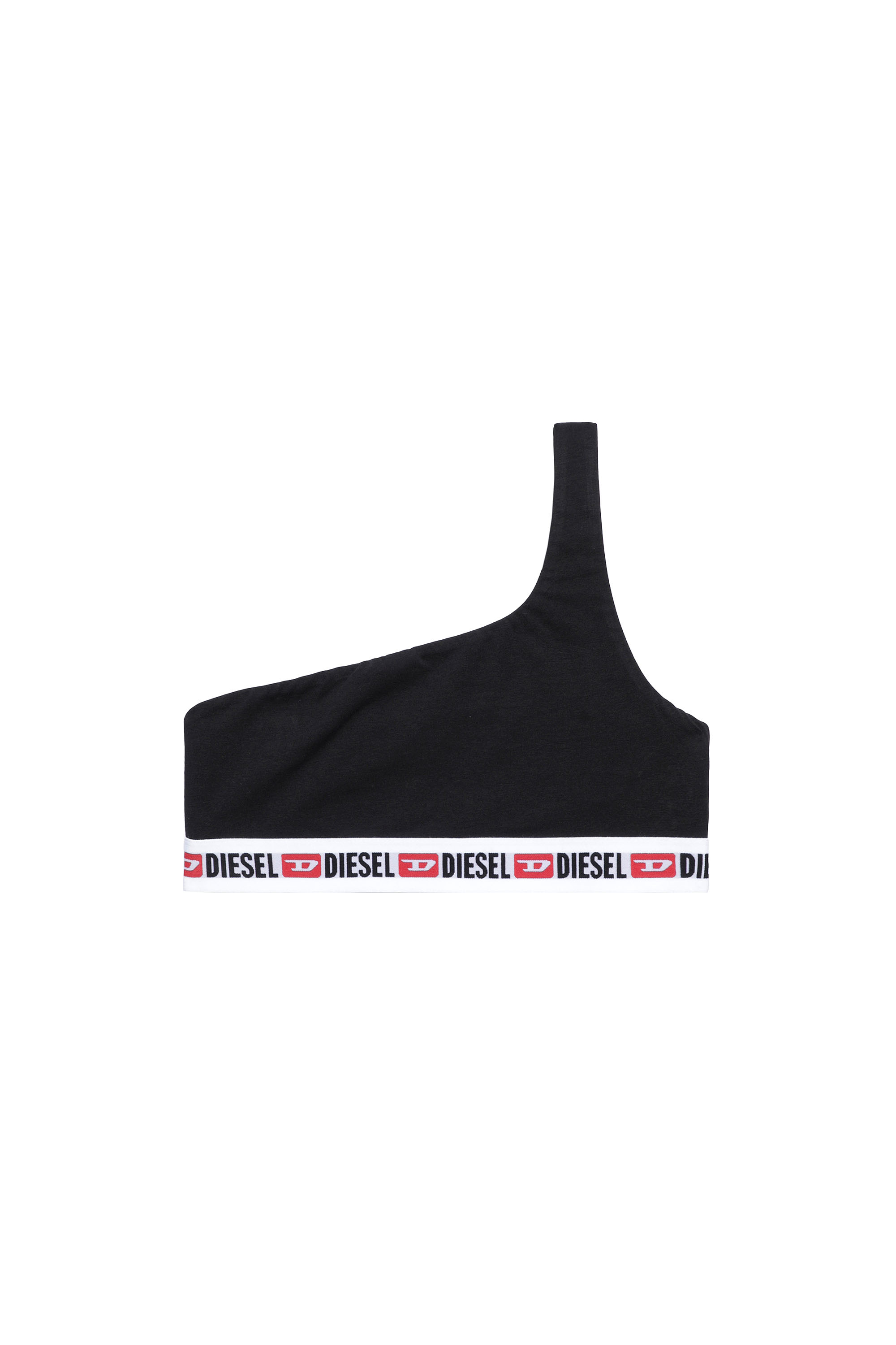 Diesel - UFSB-BAKSS-L, Woman's One-shoulder bra with logo band in Black - 4
