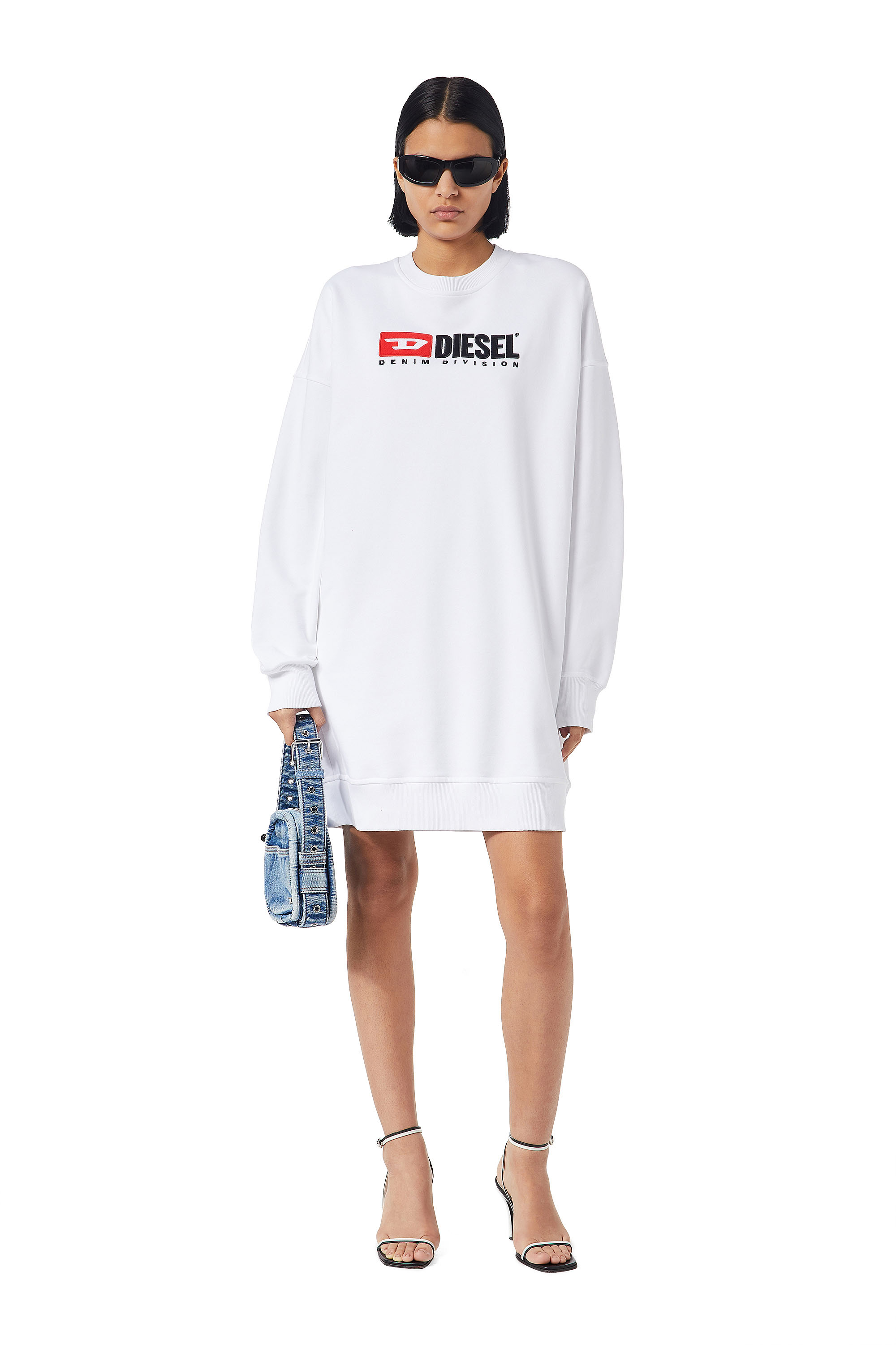 Diesel - D-ROBBIE-DIV, Woman's Sweatshirt dress with logo in White - 1