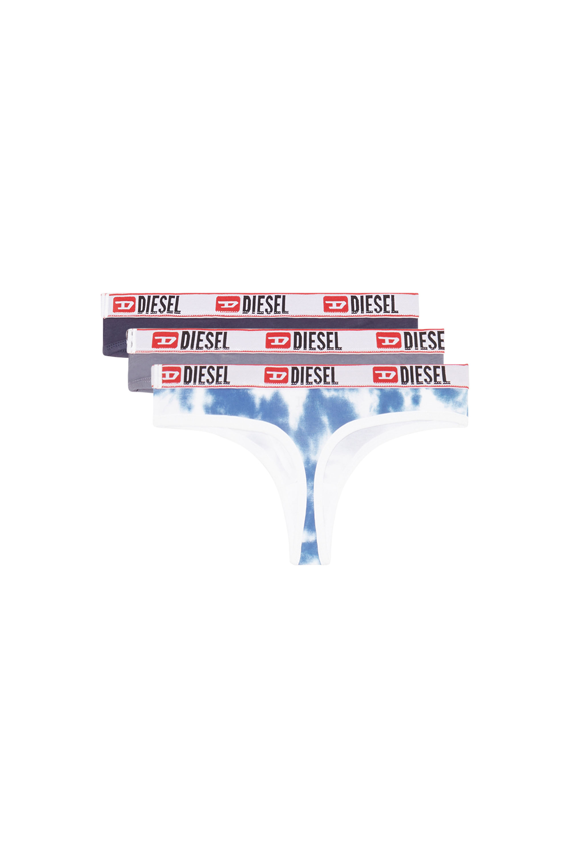 Diesel - UFST-STARSY-THREEPACK, Woman's Three-pack thongs plain and tie-dye in Blue - 2