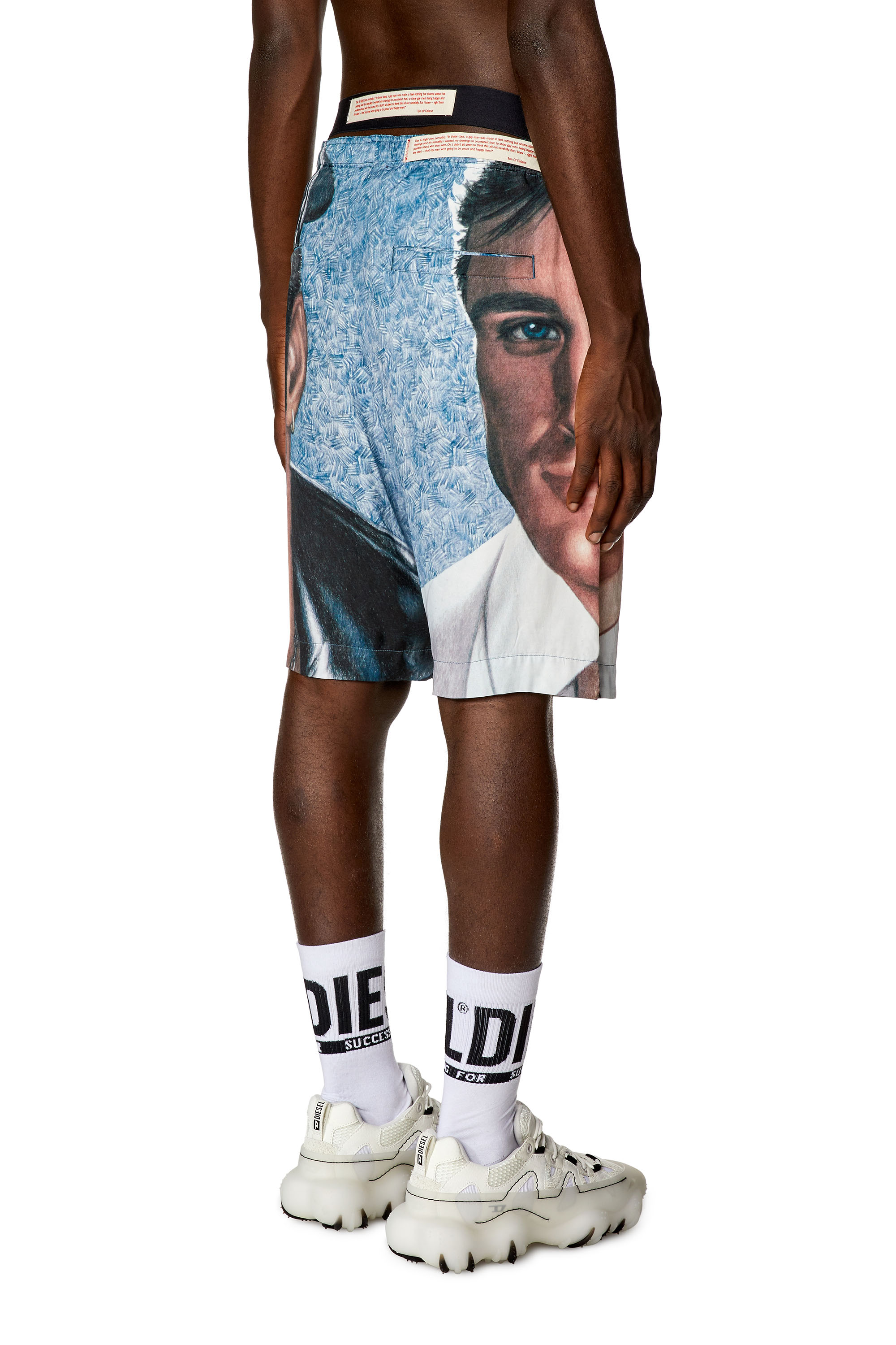 Diesel - PR-P-TOLL-SHO-23A, Unisex's Satin shorts with all-over print in Blue - 4