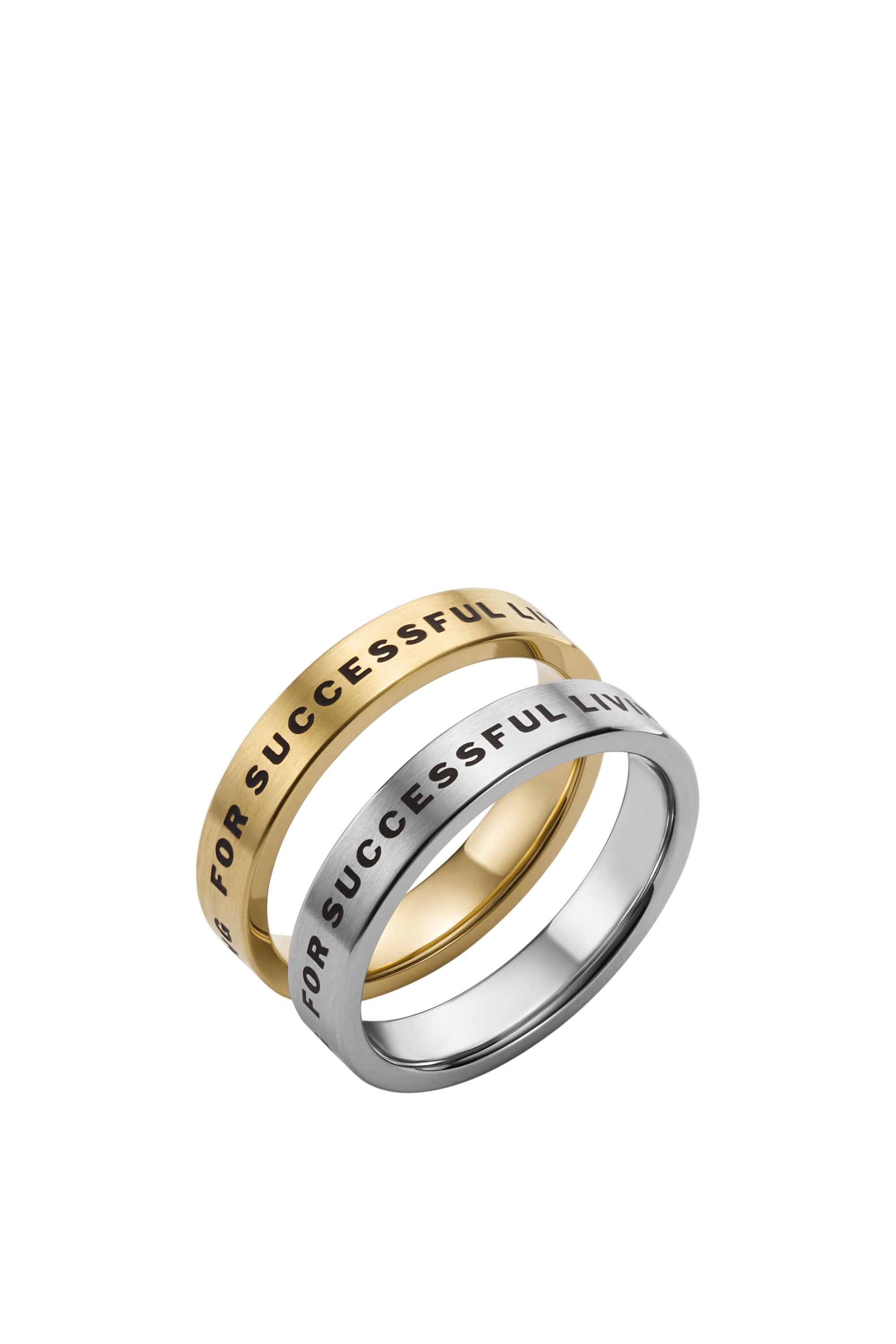 Diesel - DX1442SET, Unisex's Band Rings Set in Gold/White - 1