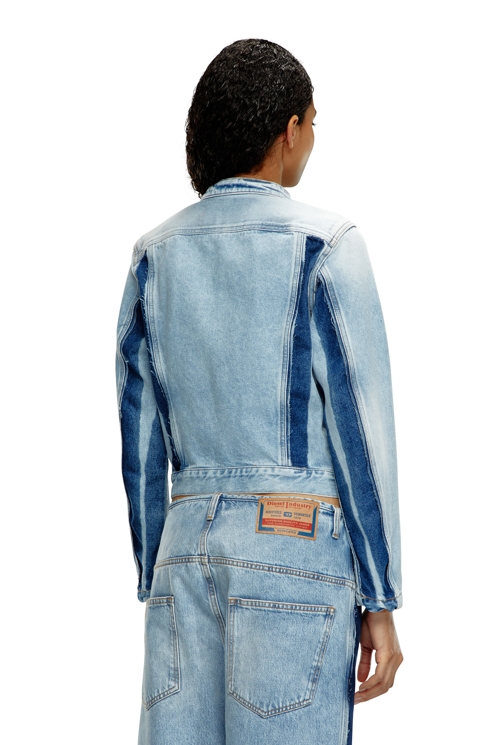 Diesel - DE-GLORY-S, Woman's Slim jacket in two-tone denim in Light Blue - 4