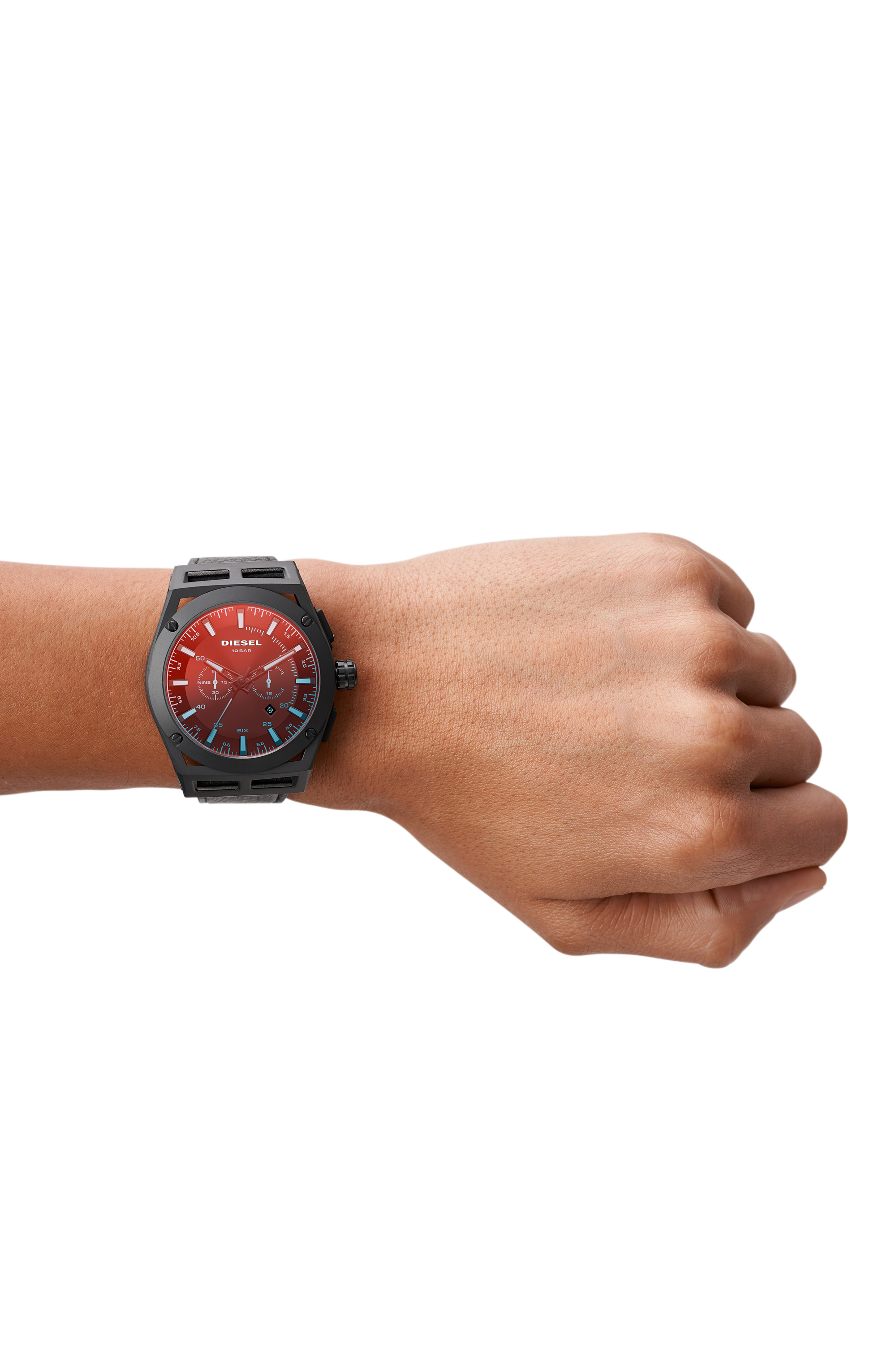 Diesel - DZ4544, Man's Timeframe chronograph black leather watch in Black - 4