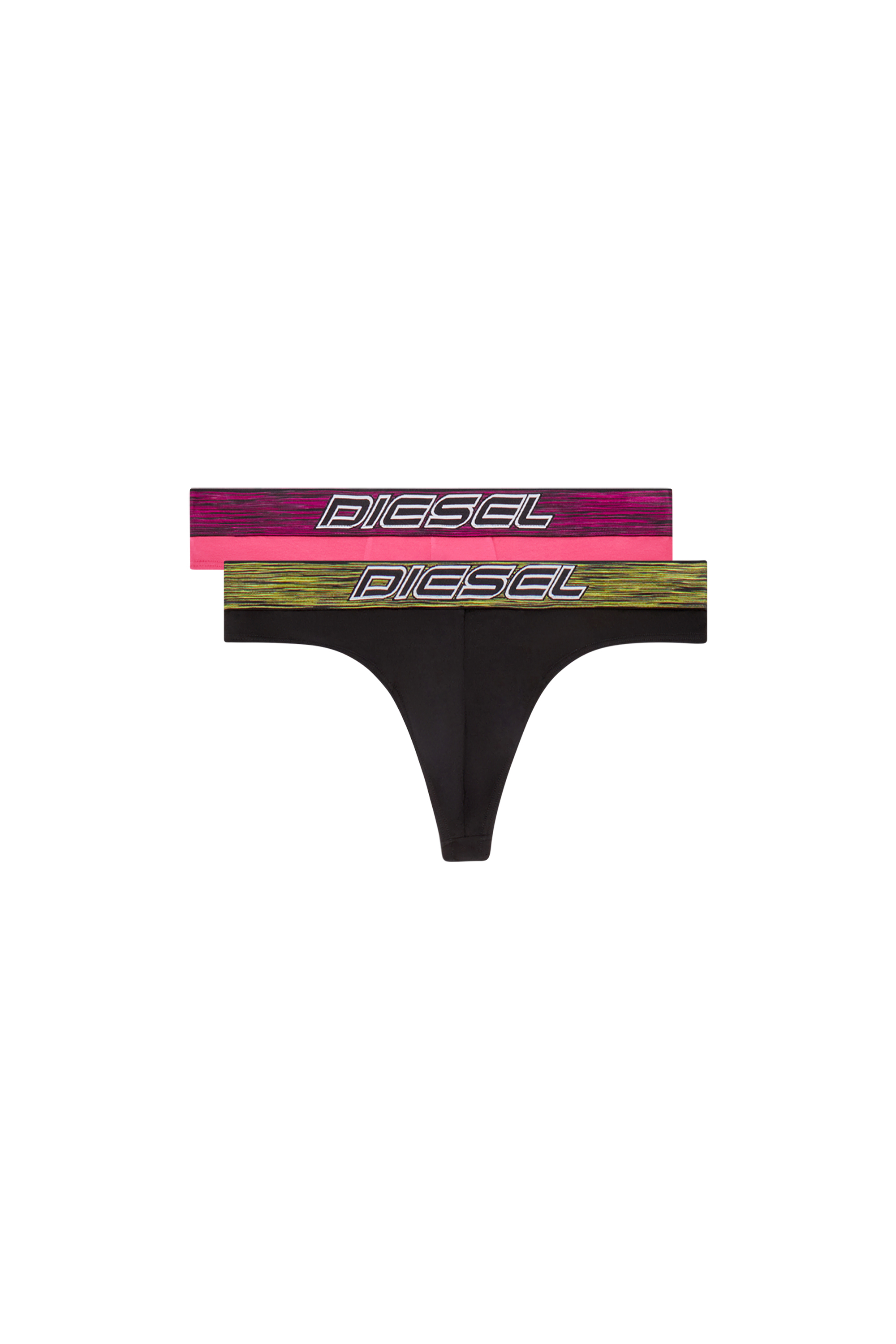 Diesel - UMBR-STRINGTWOPACK, Man's Two-pack spaced-dyed thongs in Black/Pink - 1