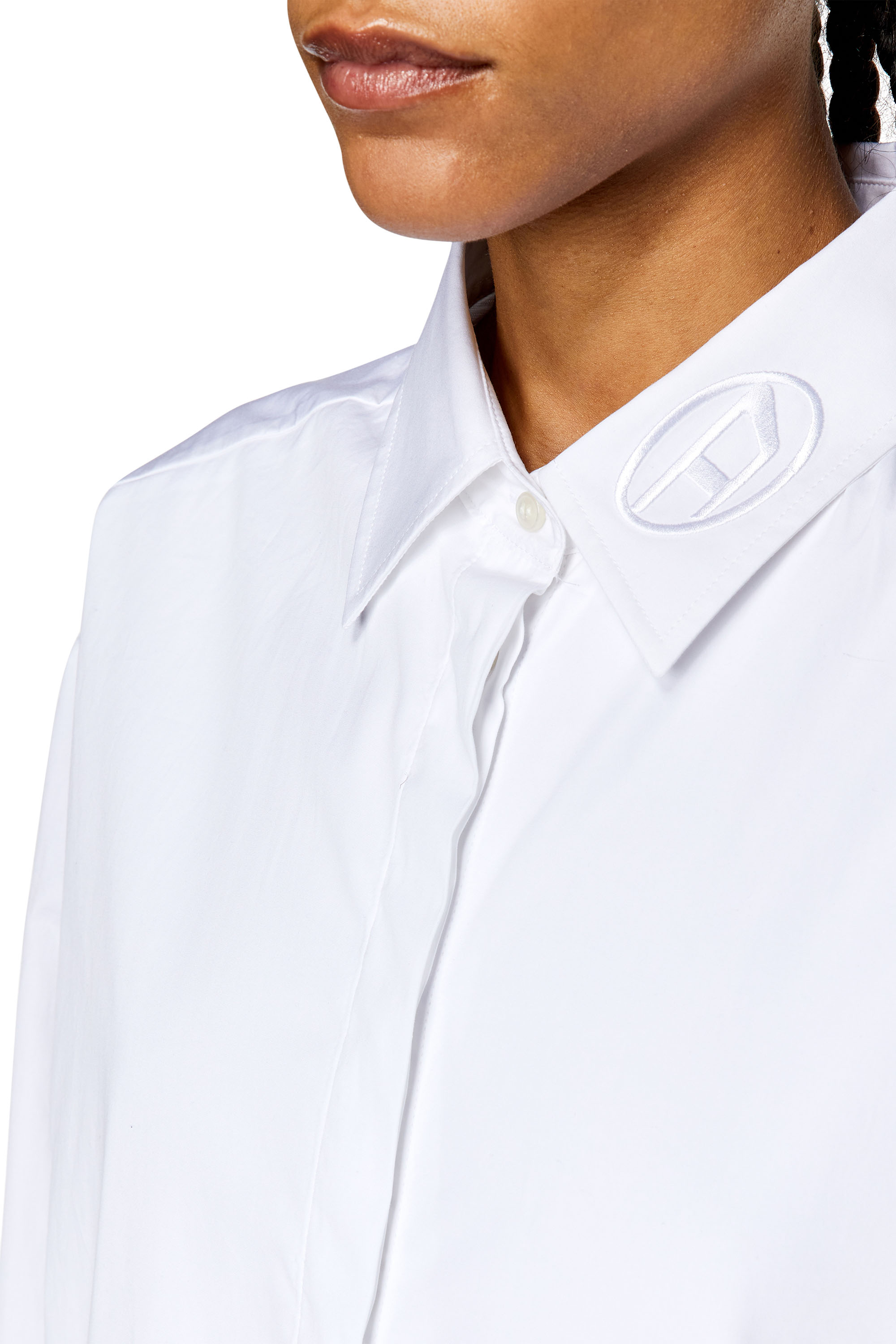 Diesel - C-ENTELA, Woman's Poplin shirt with handkerchief hem in White - 4