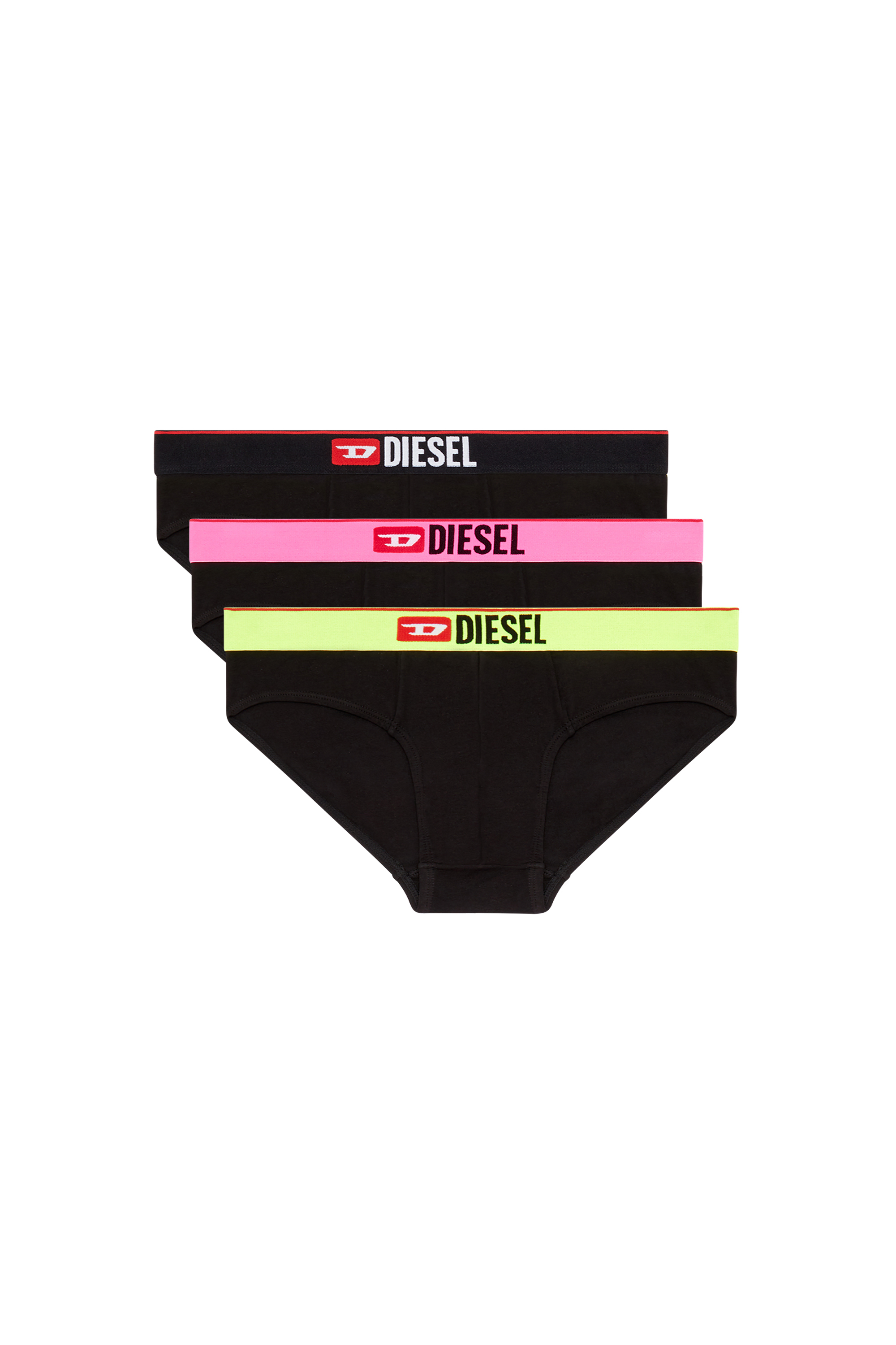 Diesel - UMBR-ANDRETHREEPACK, Man's Three-pack briefs with pop-colour waist in Multicolor/Black - 1