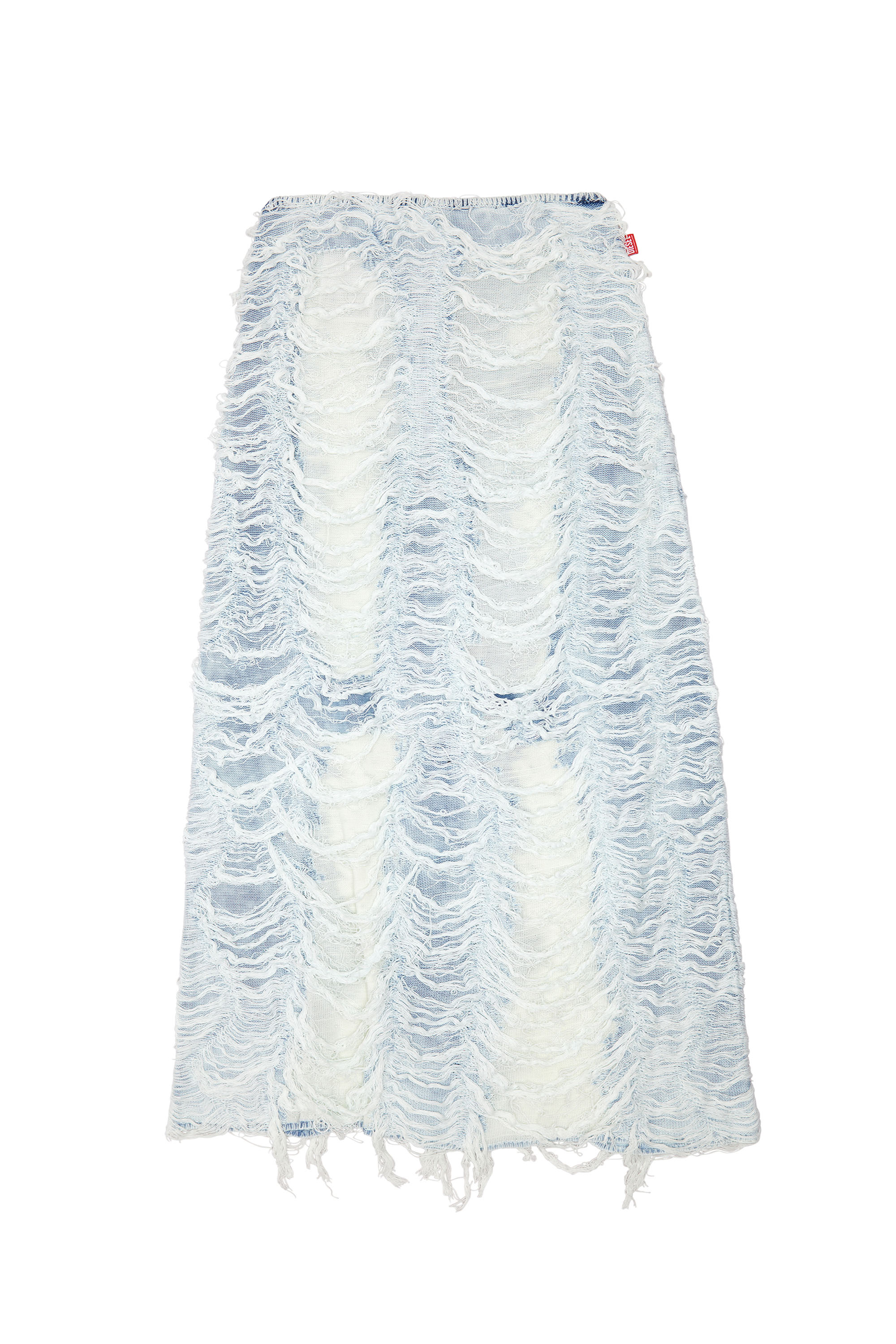 Diesel - M-FIAMMETTA, Woman's Long column skirt in destroyed knit in Light Blue - 3