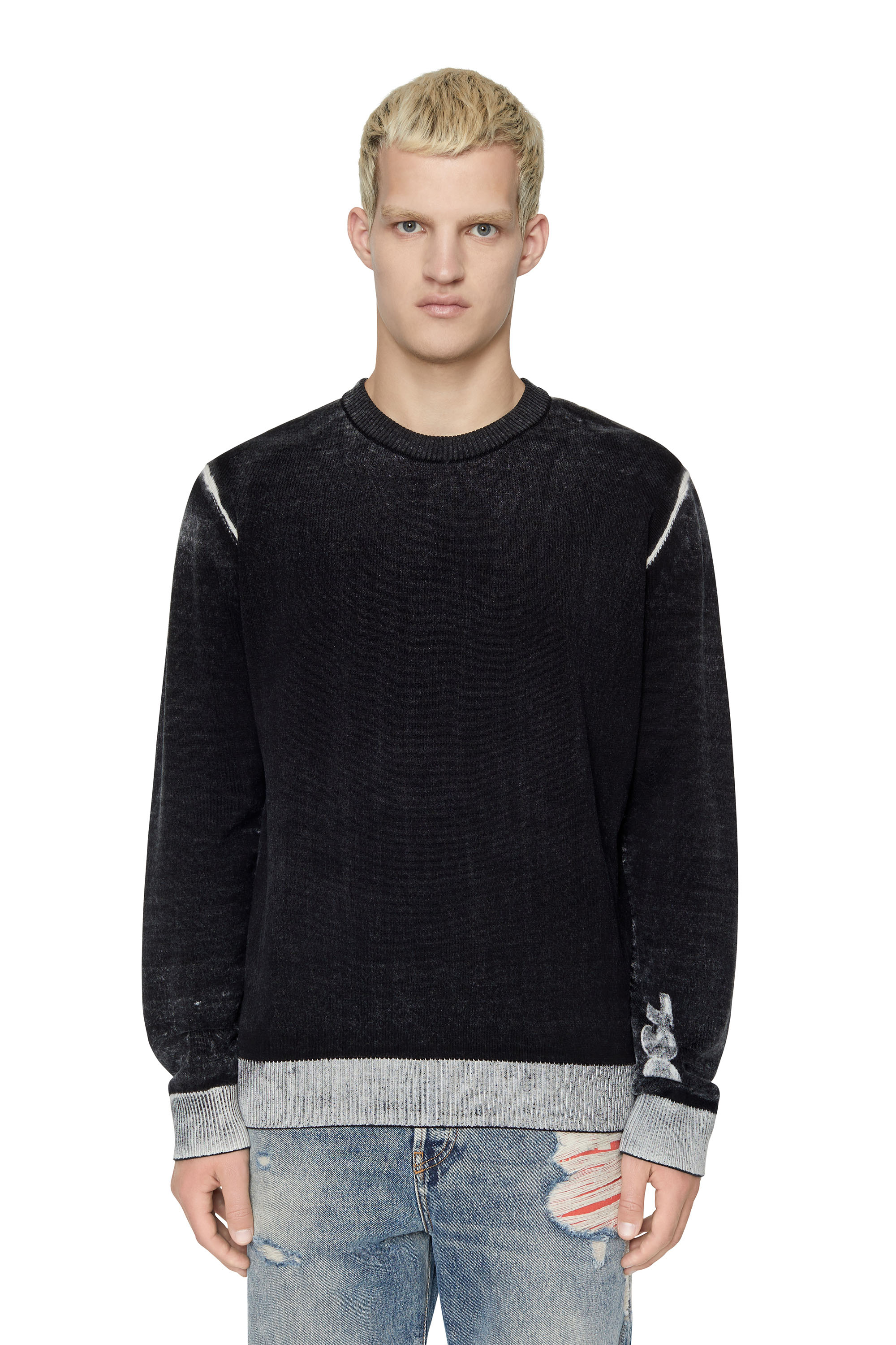 Diesel - K-LARENCE, Man's Printed cotton jumper in Black - 1