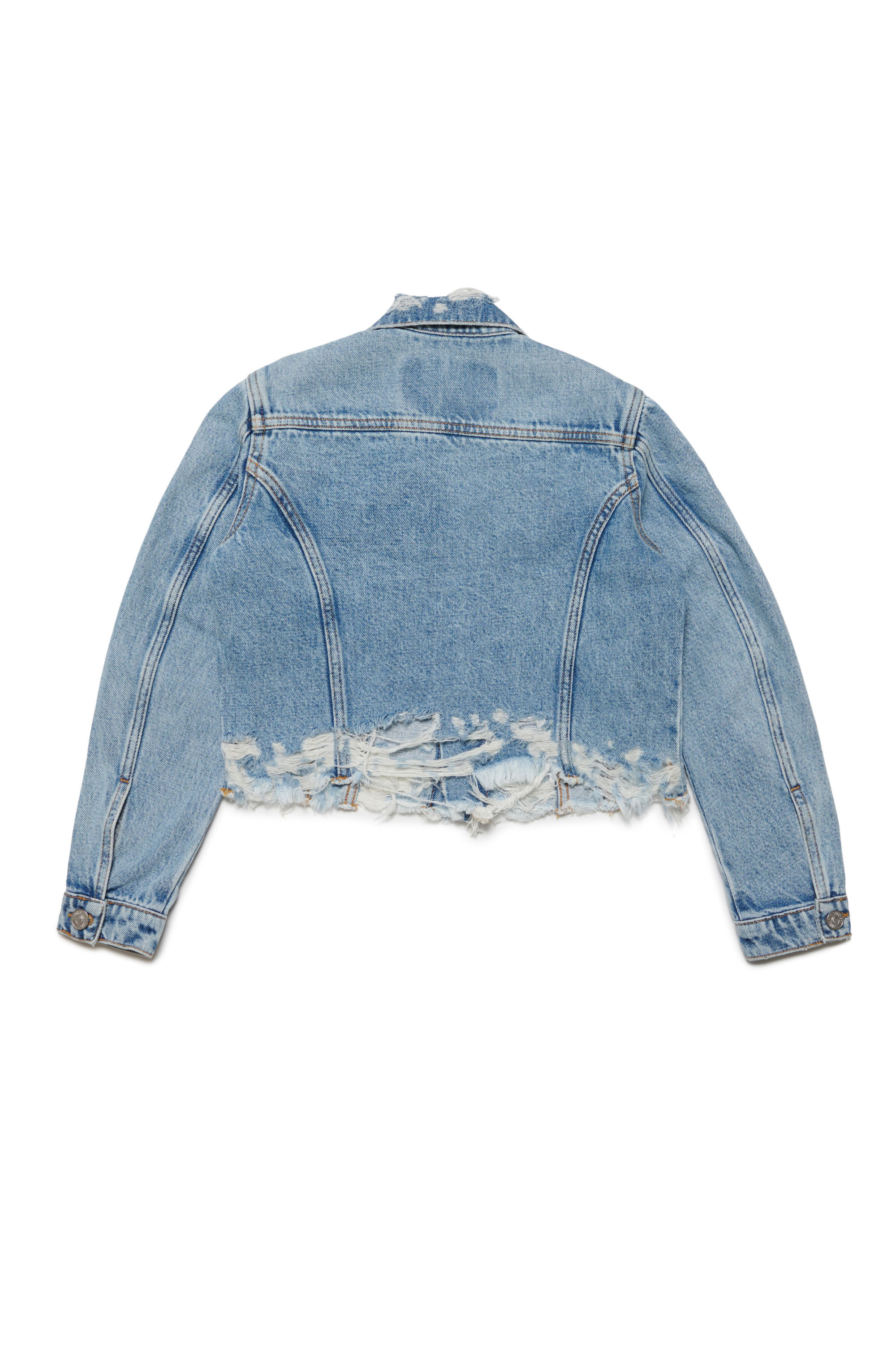 Diesel - JEBONNY-S3, Woman's Trucker jacket in destroyed denim in Medium blue - 2