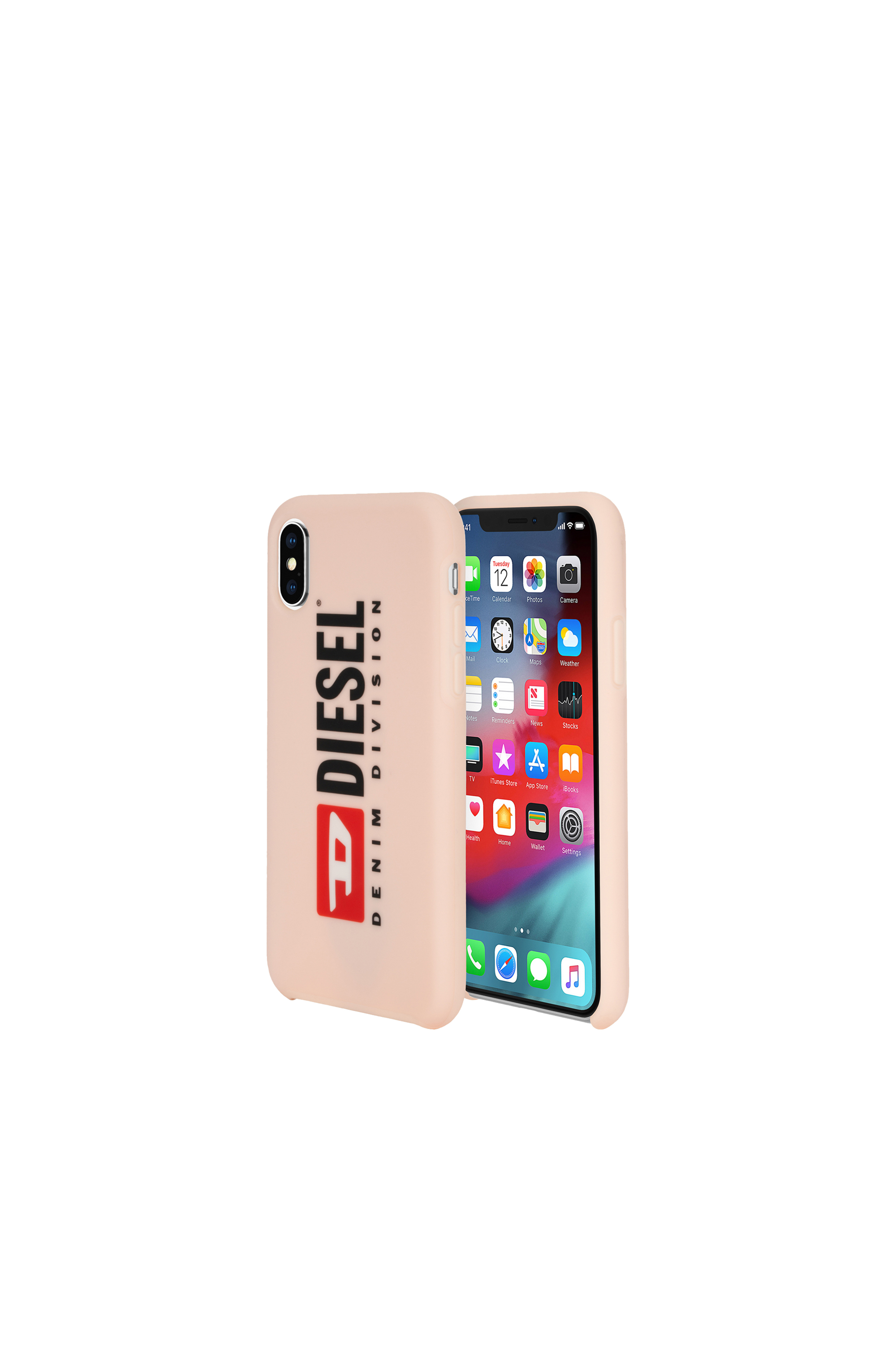 Diesel - DIESEL PRINTED CO-MOLD CASE FOR IPHONE XS & IPHONE X, Woman's Soft touch logo blush case, iPhone XS & iPhone X in Face Powder - 1