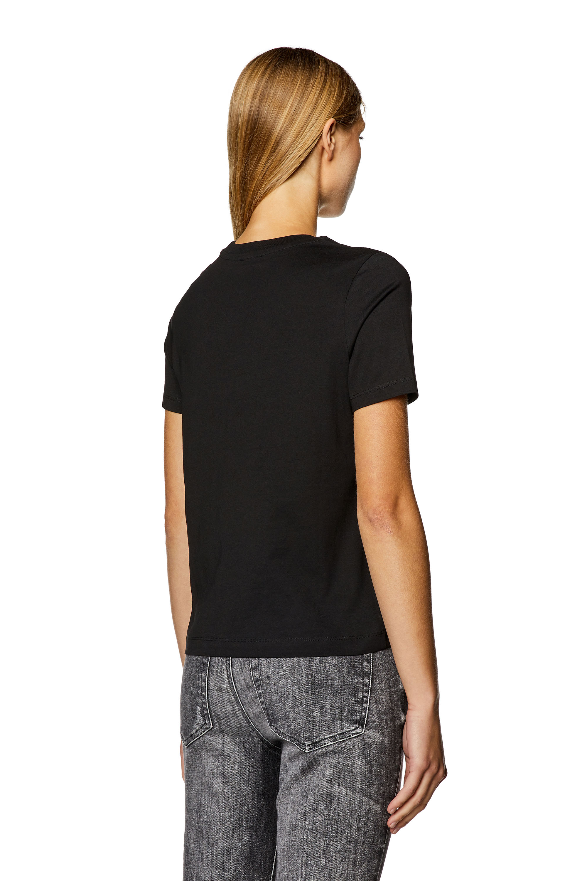 Diesel - T-REG-D, Woman's T-shirt with mini logo patch in Black - 4