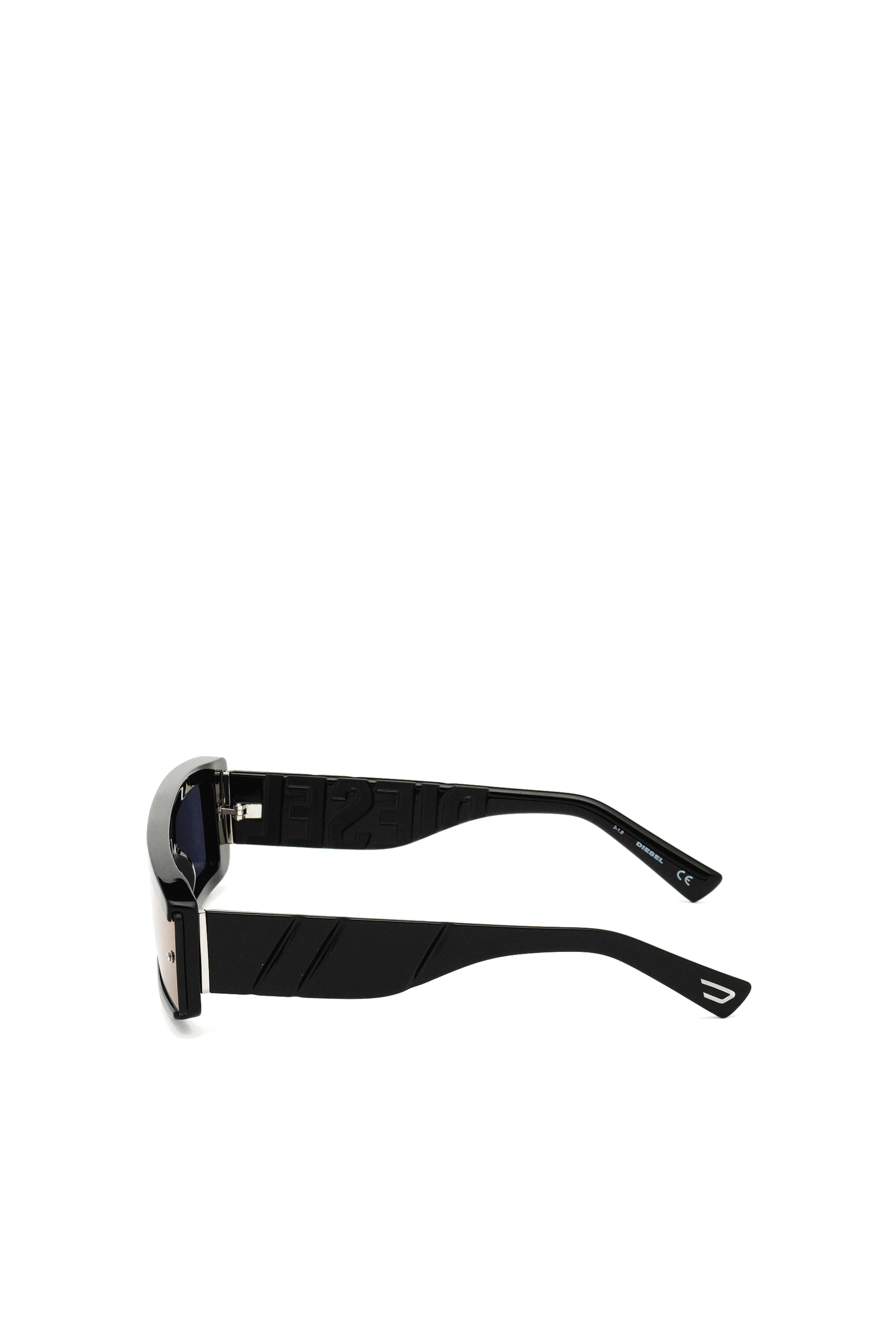 Diesel - DL0318, Man's Acetate wraparound frame with mirror lenses in Black/Blue - 1