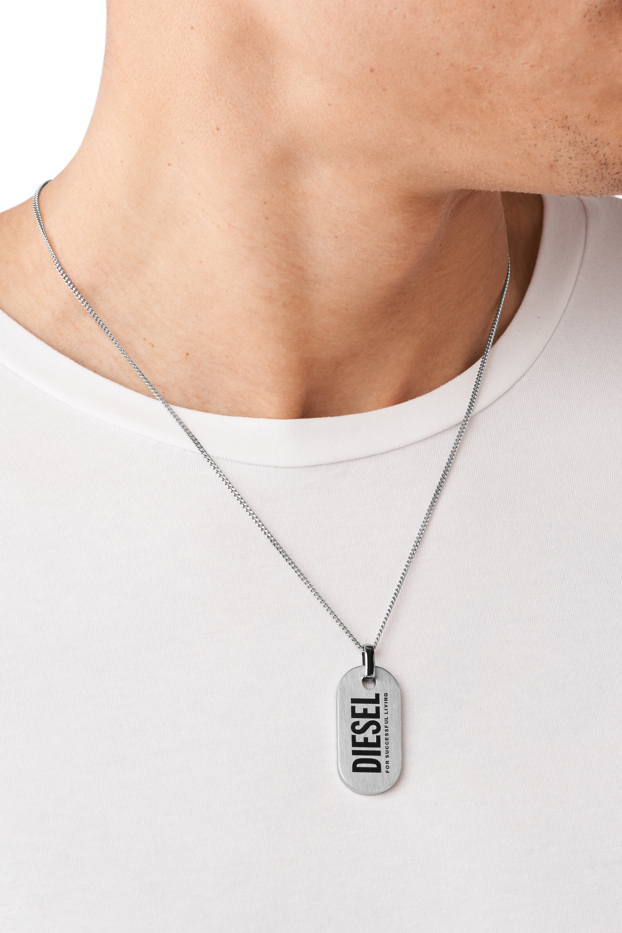 Diesel - DX1348, Man's Stainless steel dog tag necklace in Silver - 3