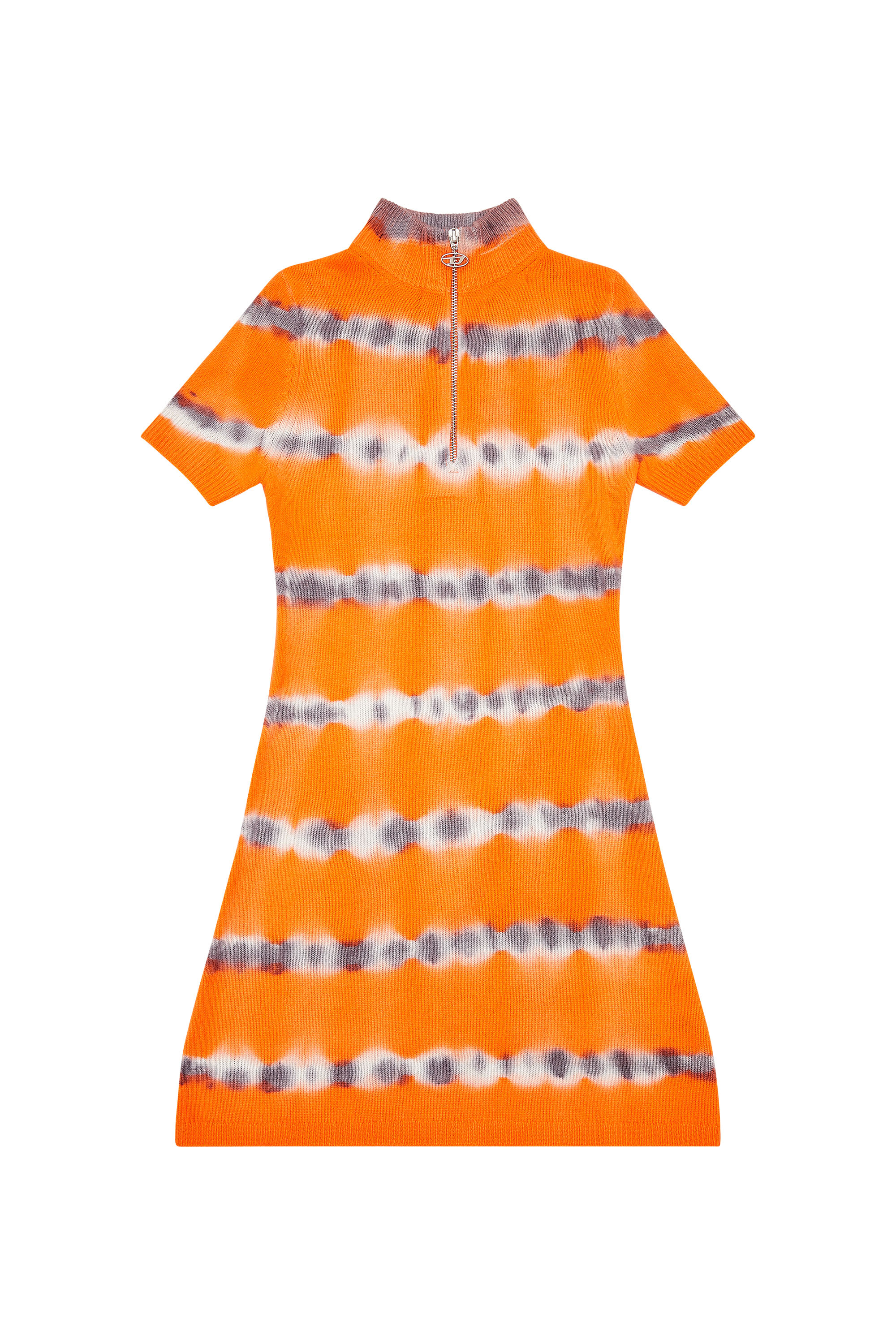 Diesel - M-ZAFORA, Woman's Dress in tie-dye wool jersey in Orange/Grey - 4