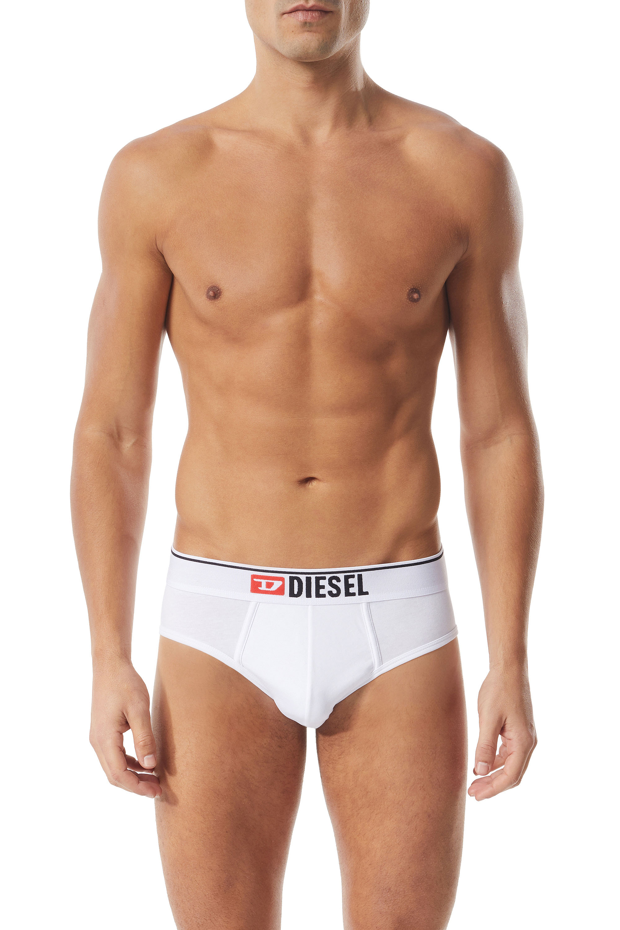 Diesel - UMBR-ANDRE, Man's Briefs with front logo waist in White - 1
